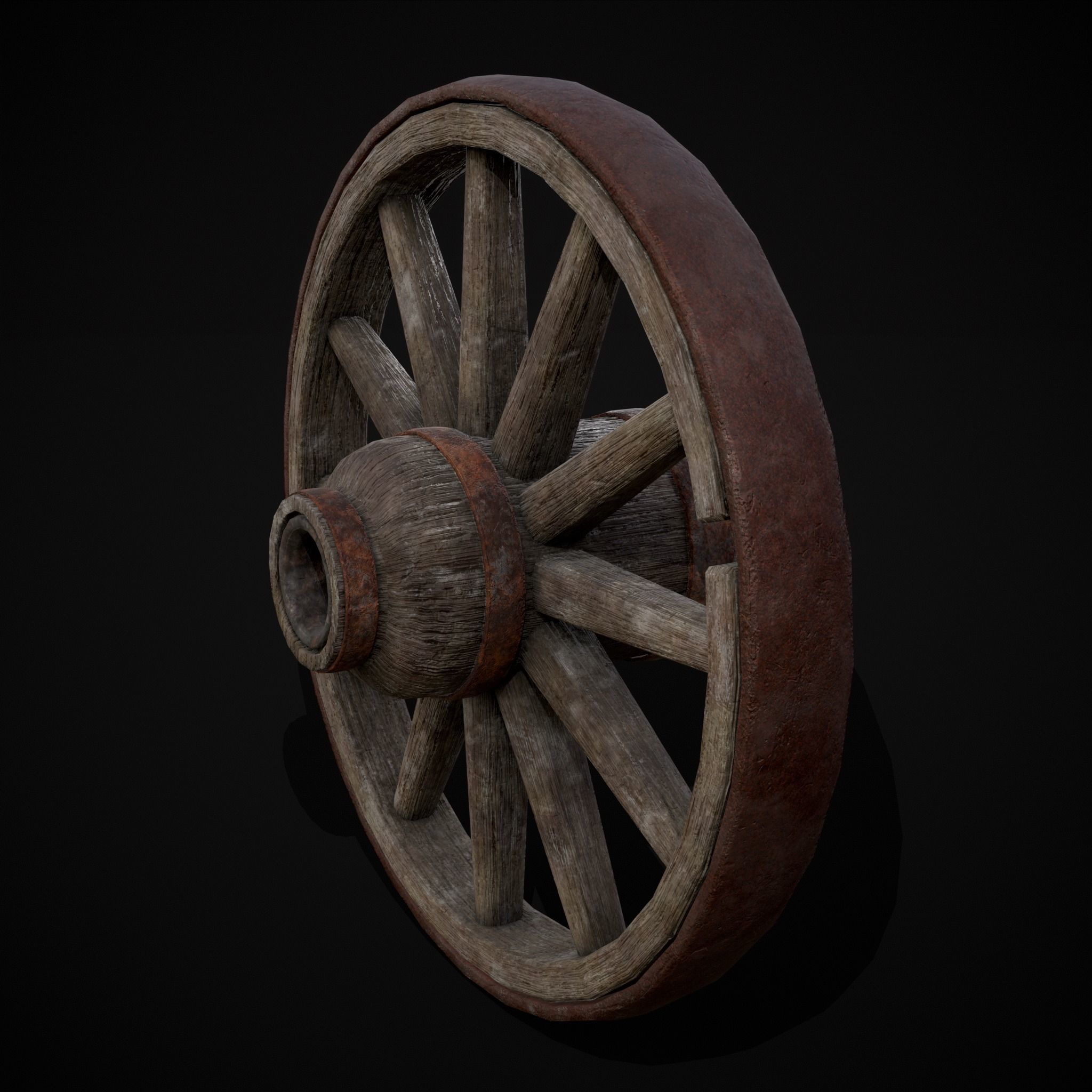 Medieval Cart Wheel Low-poly 3D model_19