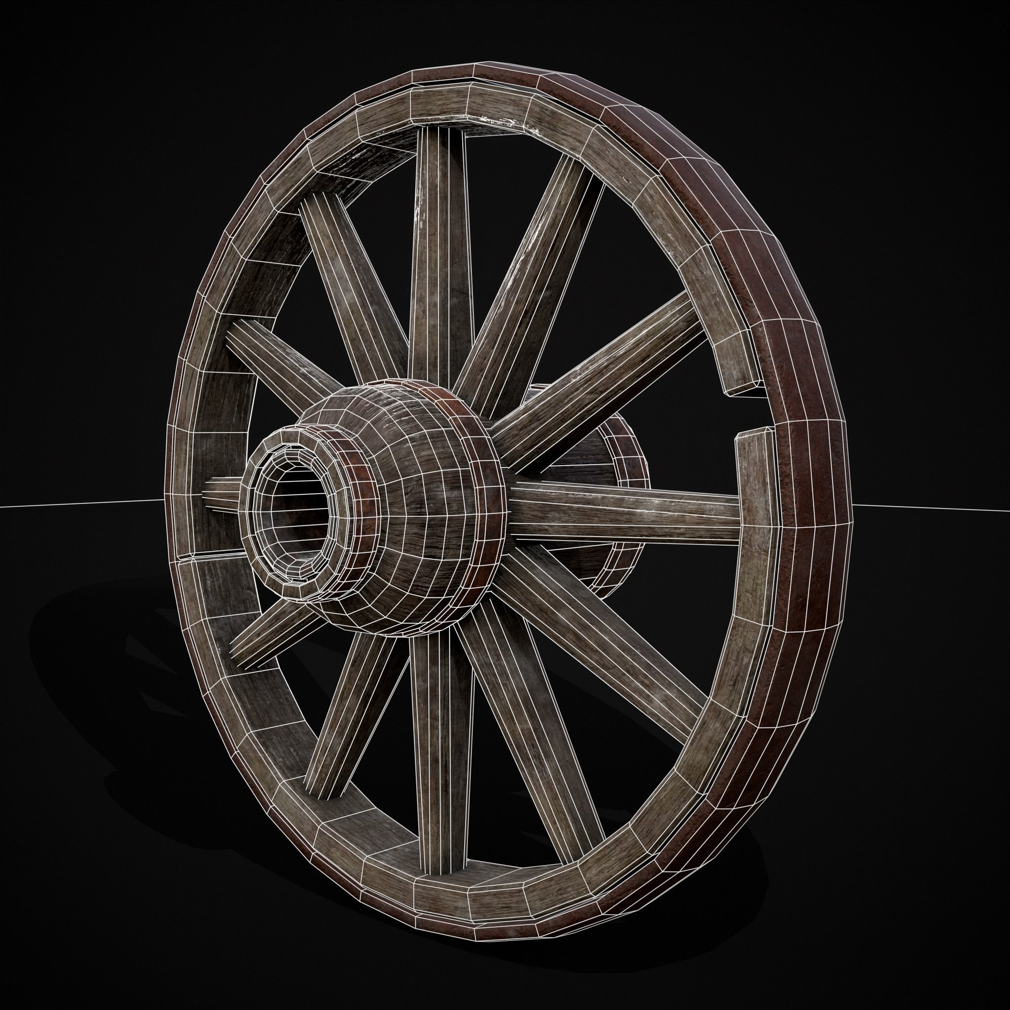 Medieval Cart Wheel Low-poly 3D model_2