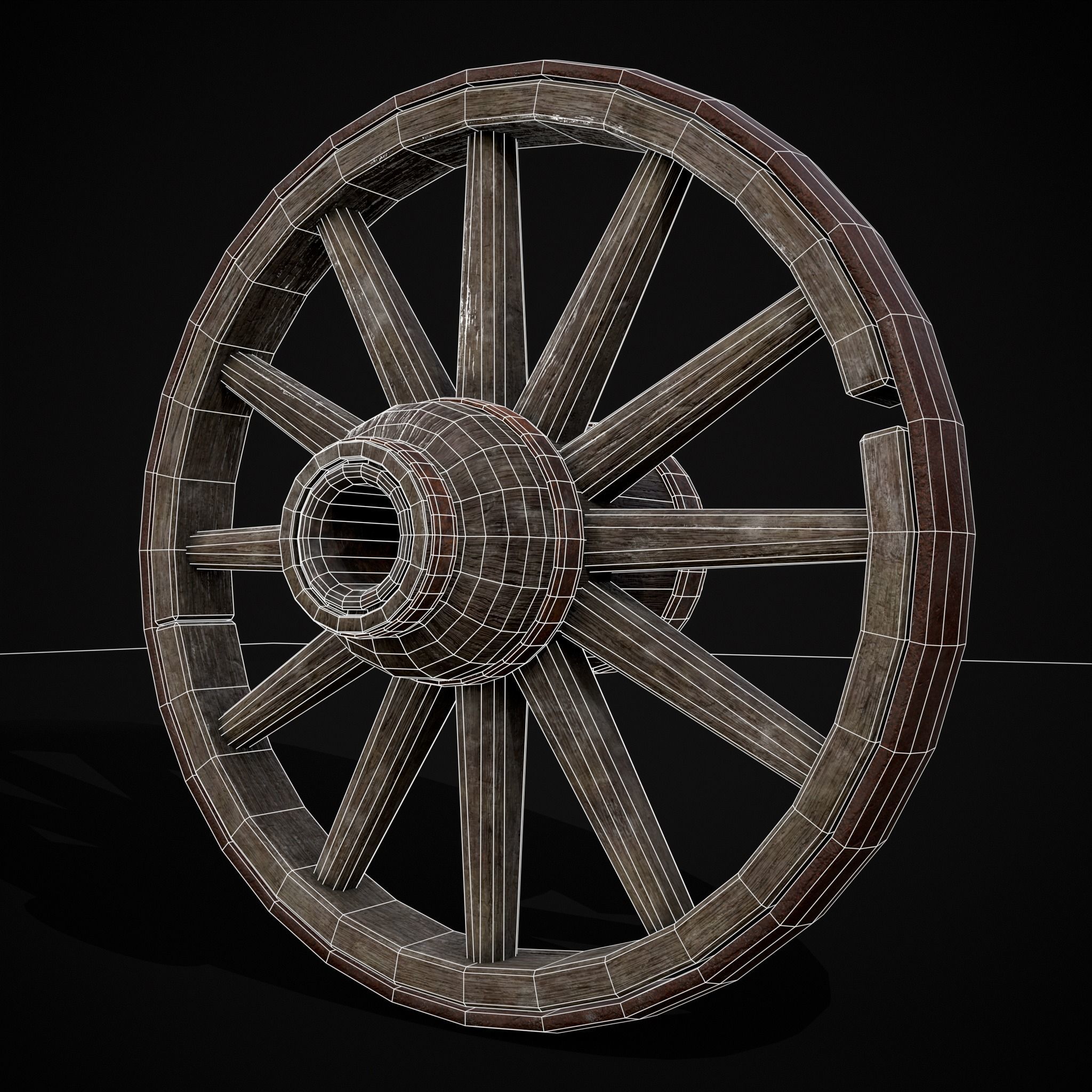Medieval Cart Wheel Low-poly 3D model_24