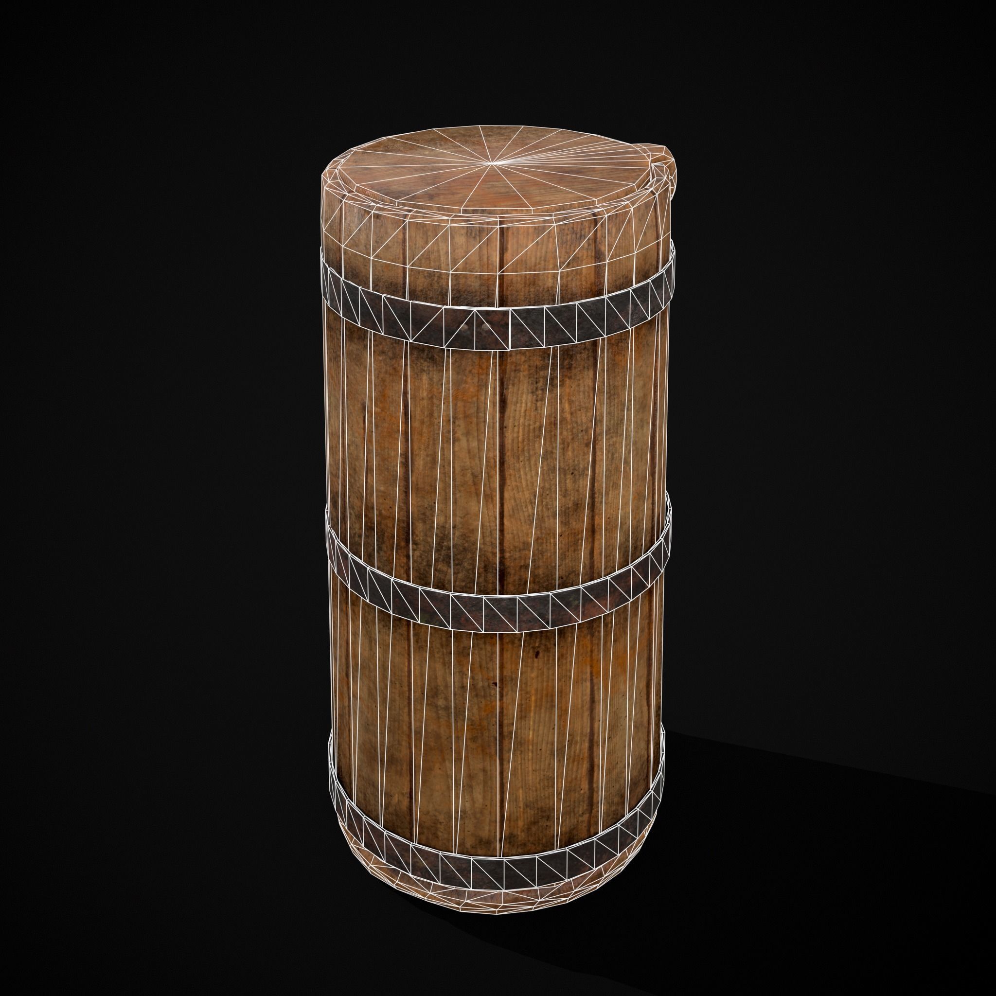 Tall Wooden Storage Bucket Low-poly 3D model_4