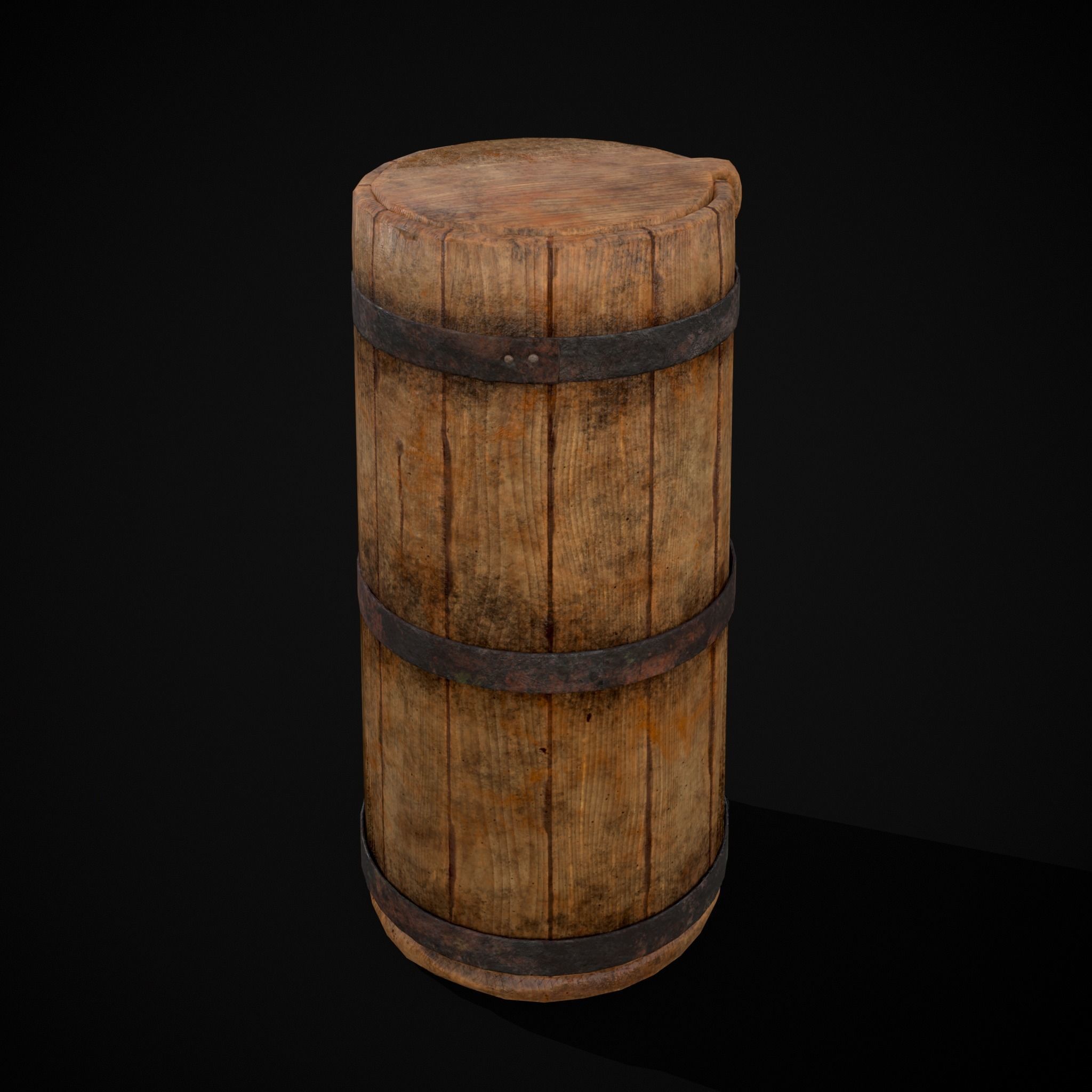 Tall Wooden Storage Bucket Low-poly 3D model_3