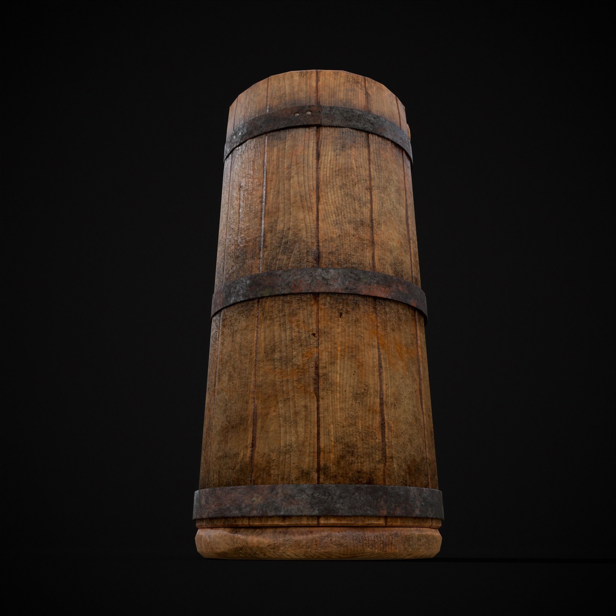 Tall Wooden Storage Bucket Low-poly 3D model_5