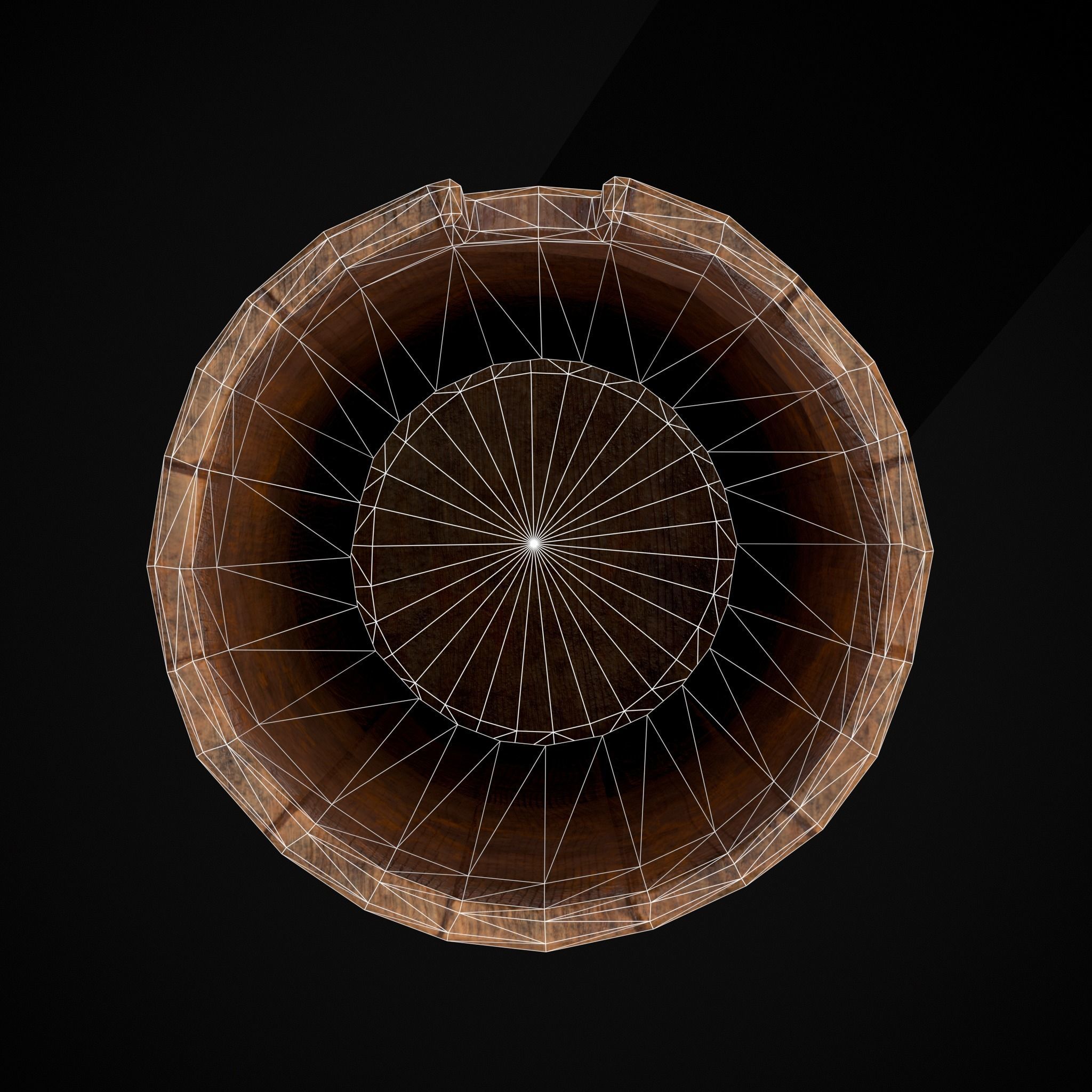 Tall Wooden Storage Bucket Low-poly 3D model_14