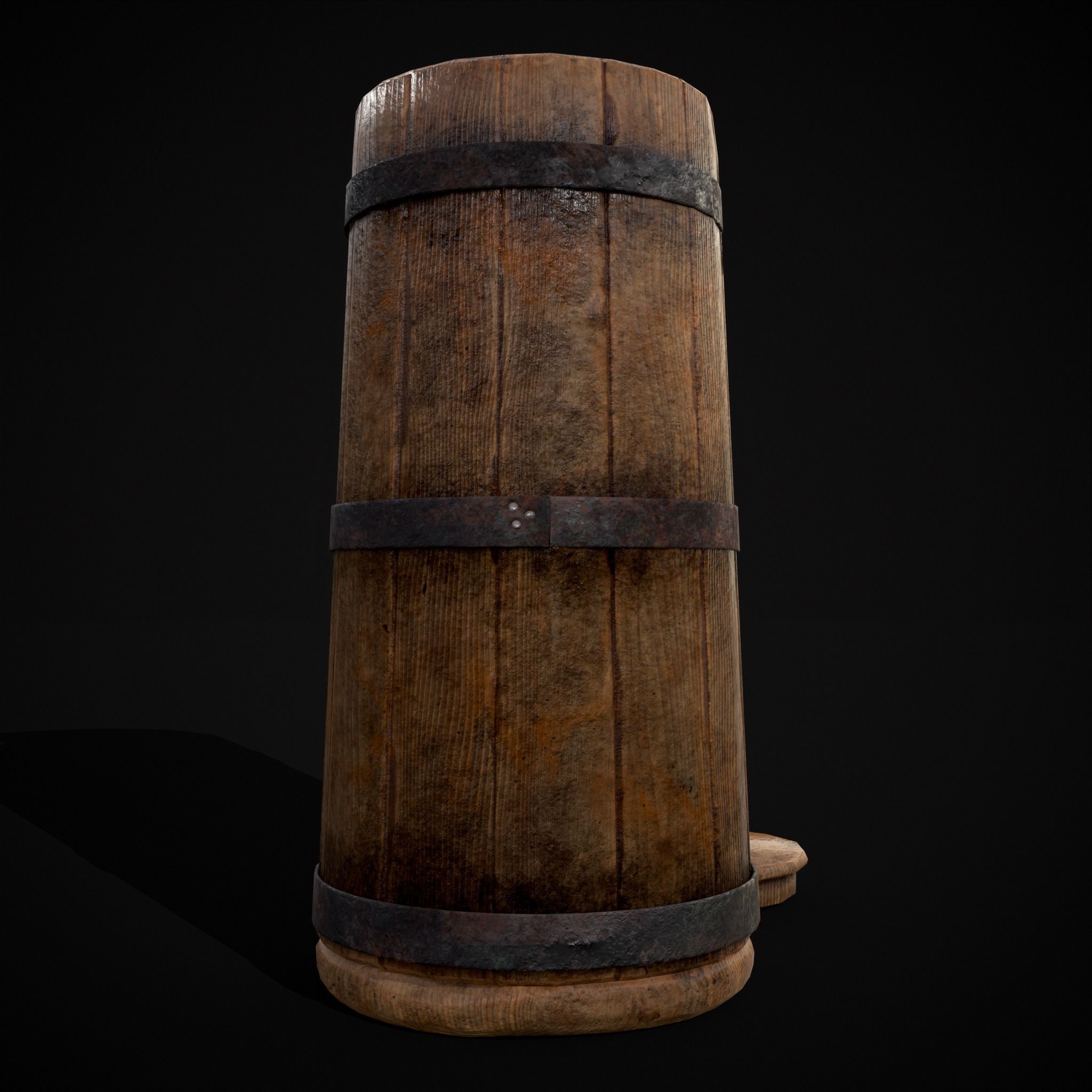 Tall Wooden Storage Bucket Low-poly 3D model_23