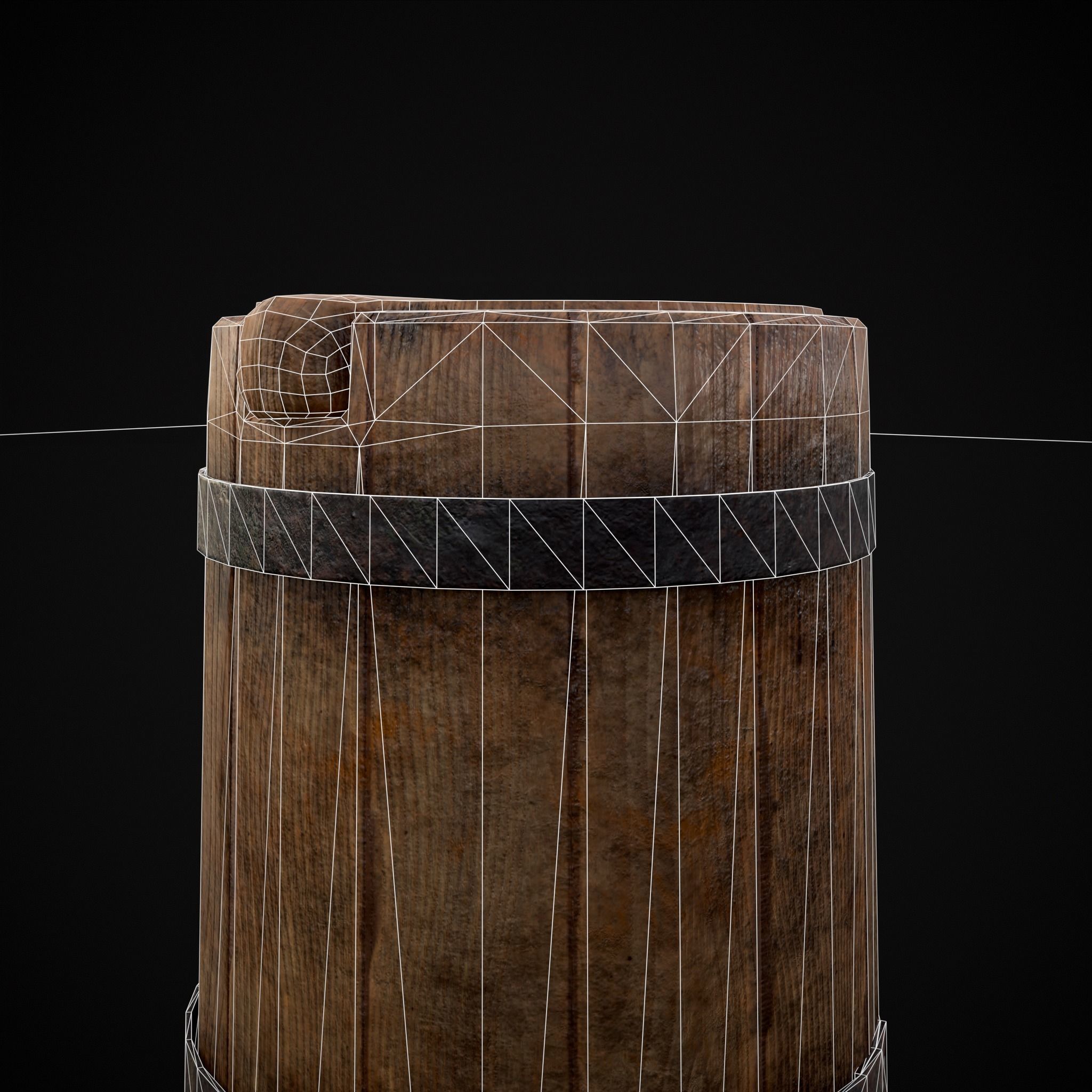 Tall Wooden Storage Bucket Low-poly 3D model_10