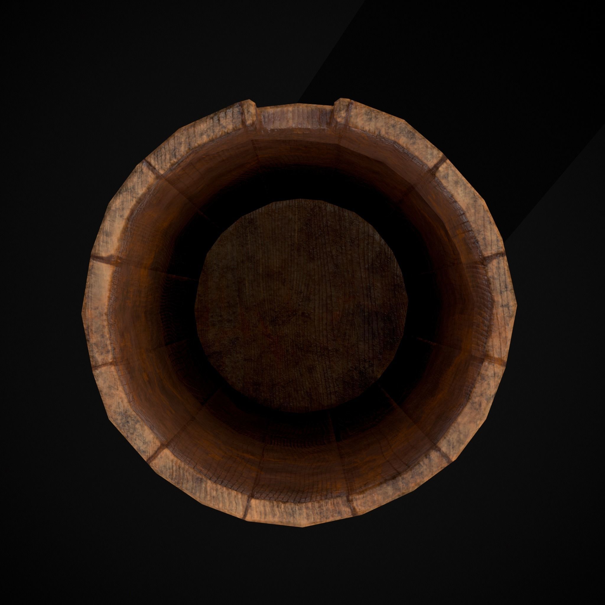 Tall Wooden Storage Bucket Low-poly 3D model_13