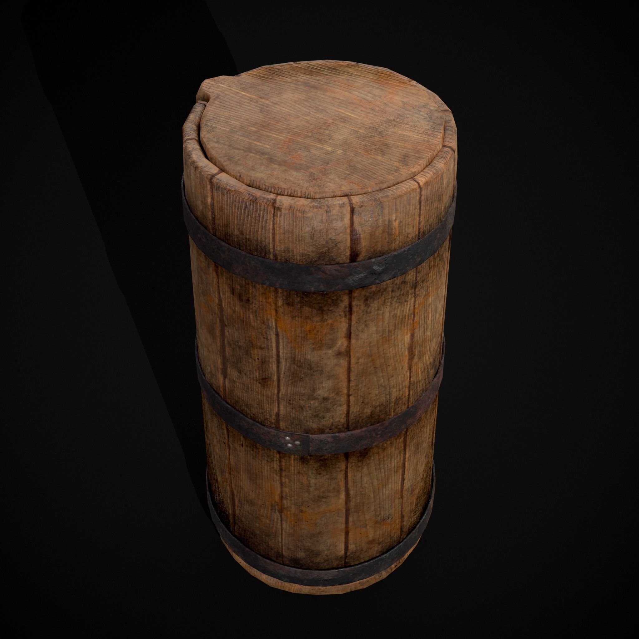 Tall Wooden Storage Bucket Low-poly 3D model_7