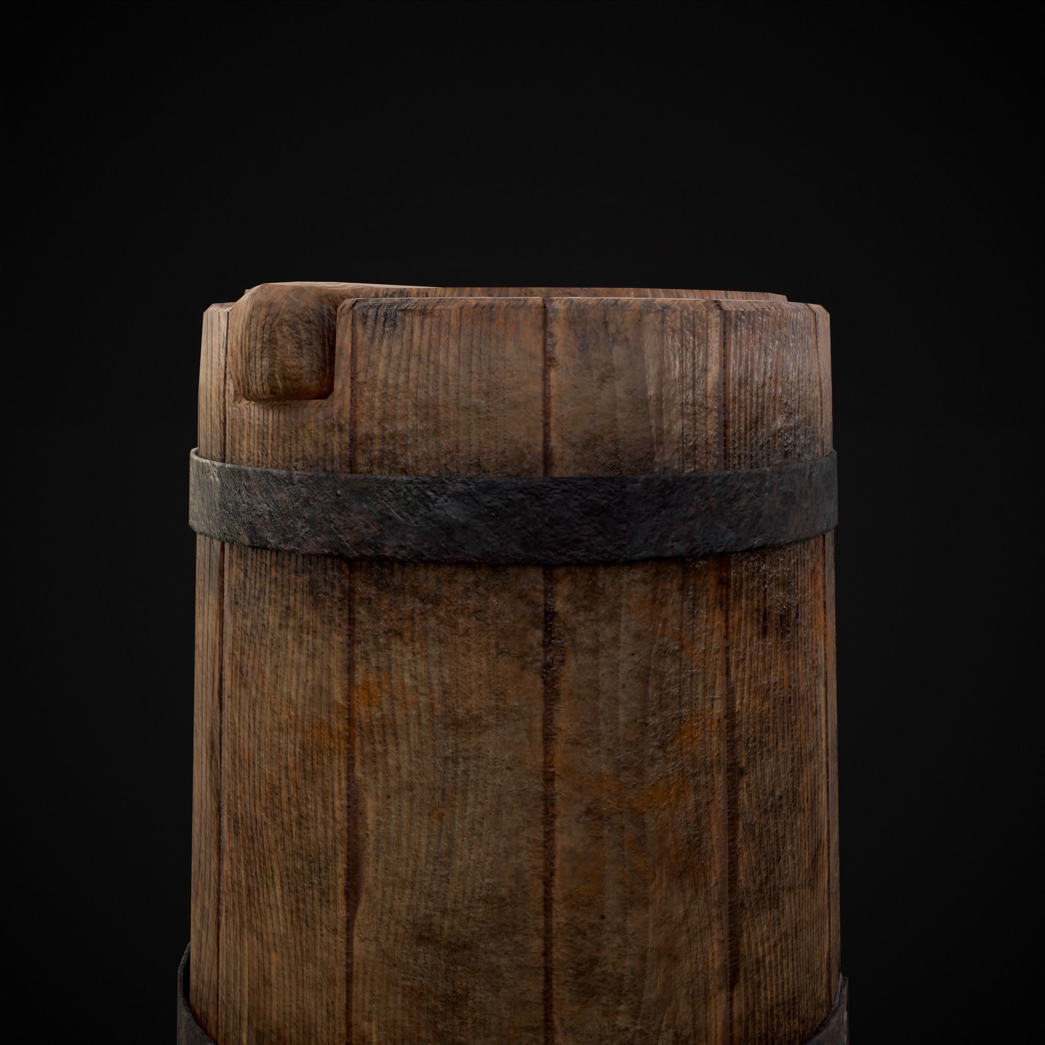 Tall Wooden Storage Bucket Low-poly 3D model_9