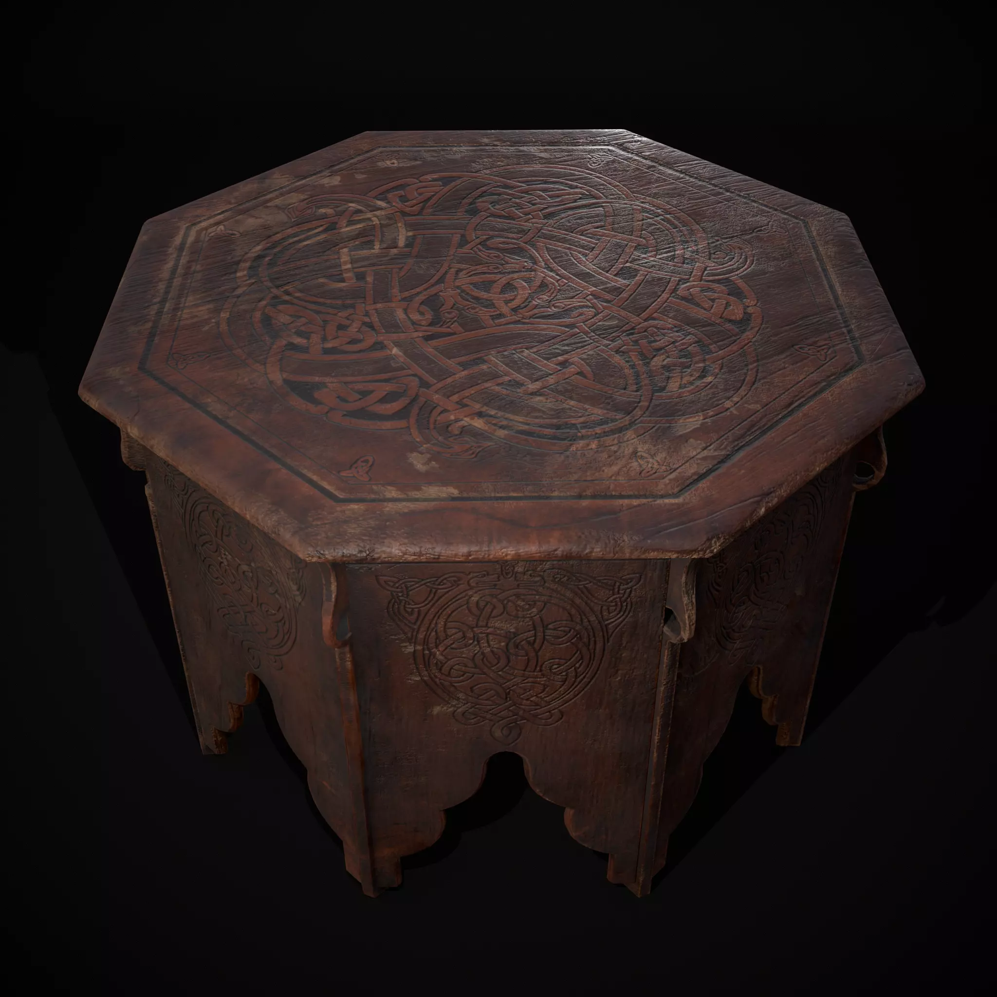 Octagonal Viking Table Low-poly 3D model
