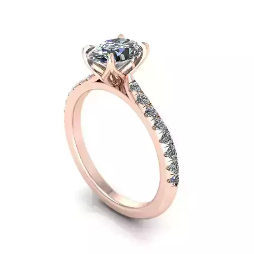 Oval Pav Twist Prong Ring