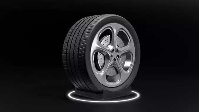 Porsche Carrera 911 game ready tire and rim Free low-poly 3D model