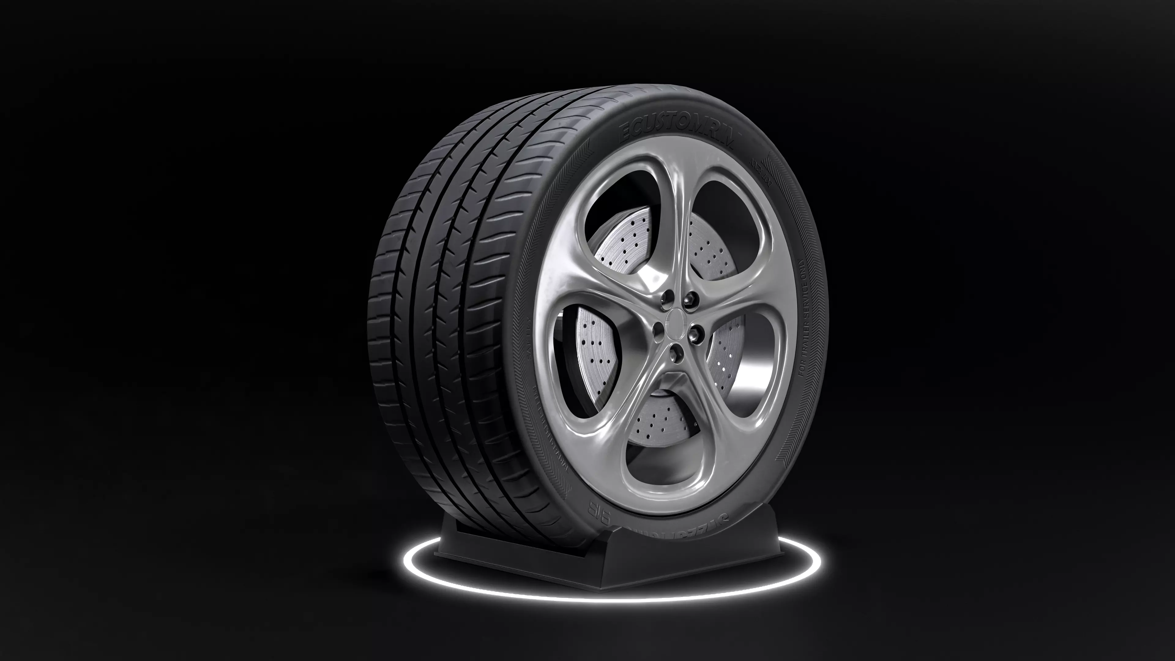Porsche Carrera 911 game ready tire and rim Free low-poly 3D model_0