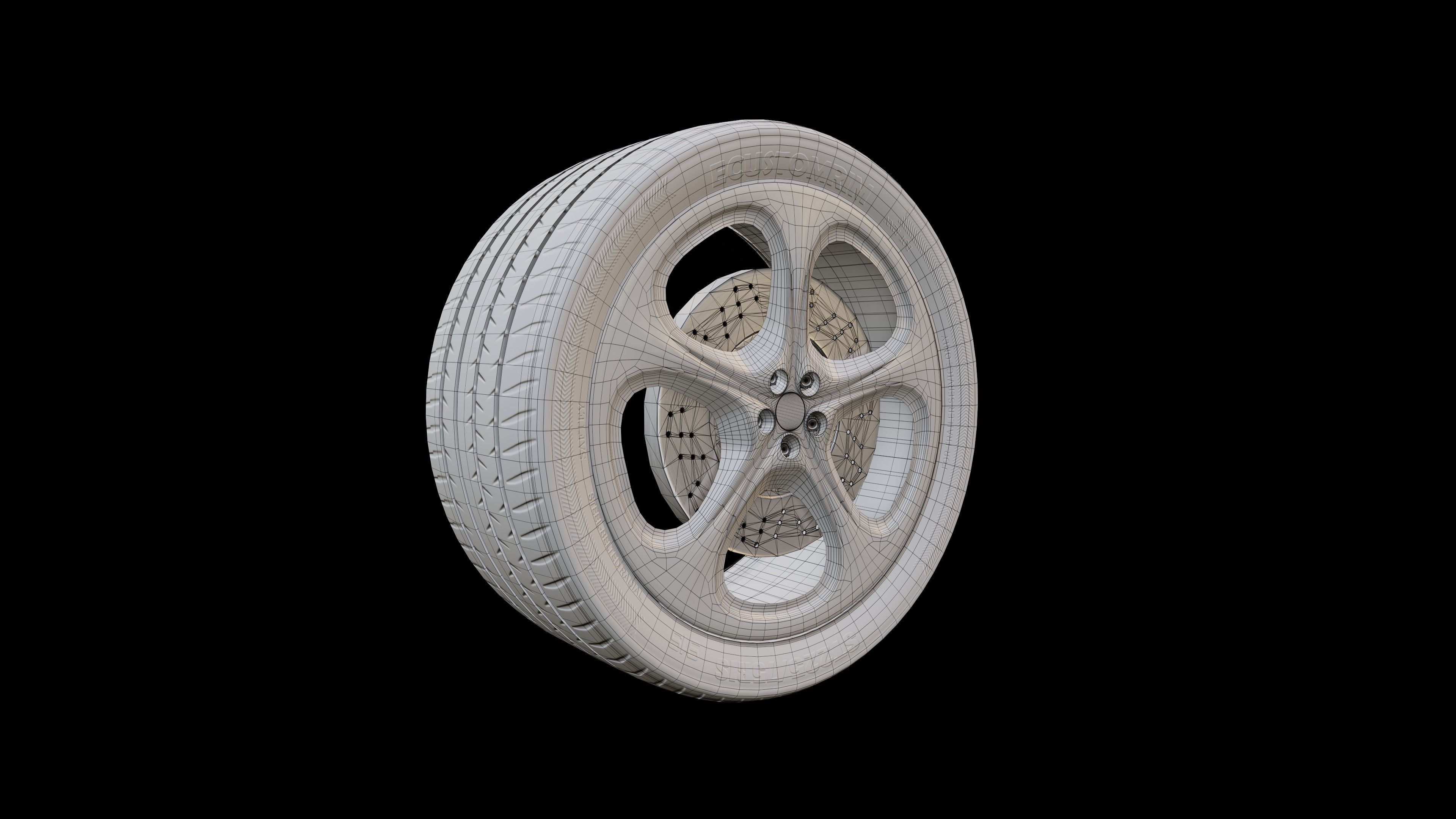 Porsche Carrera 911 game ready tire and rim Free low-poly 3D model_5