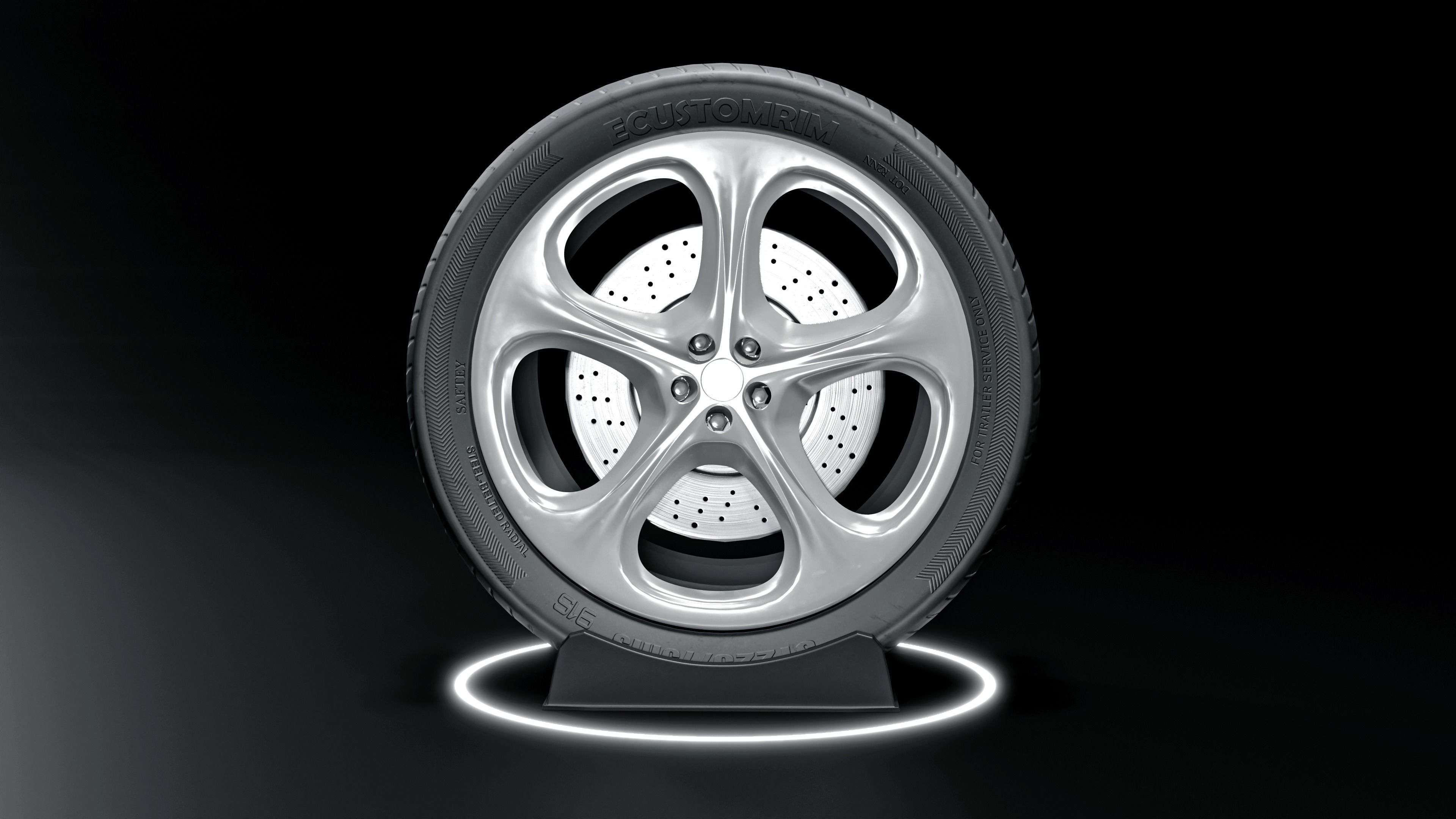 Porsche Carrera 911 game ready tire and rim Free low-poly 3D model_1