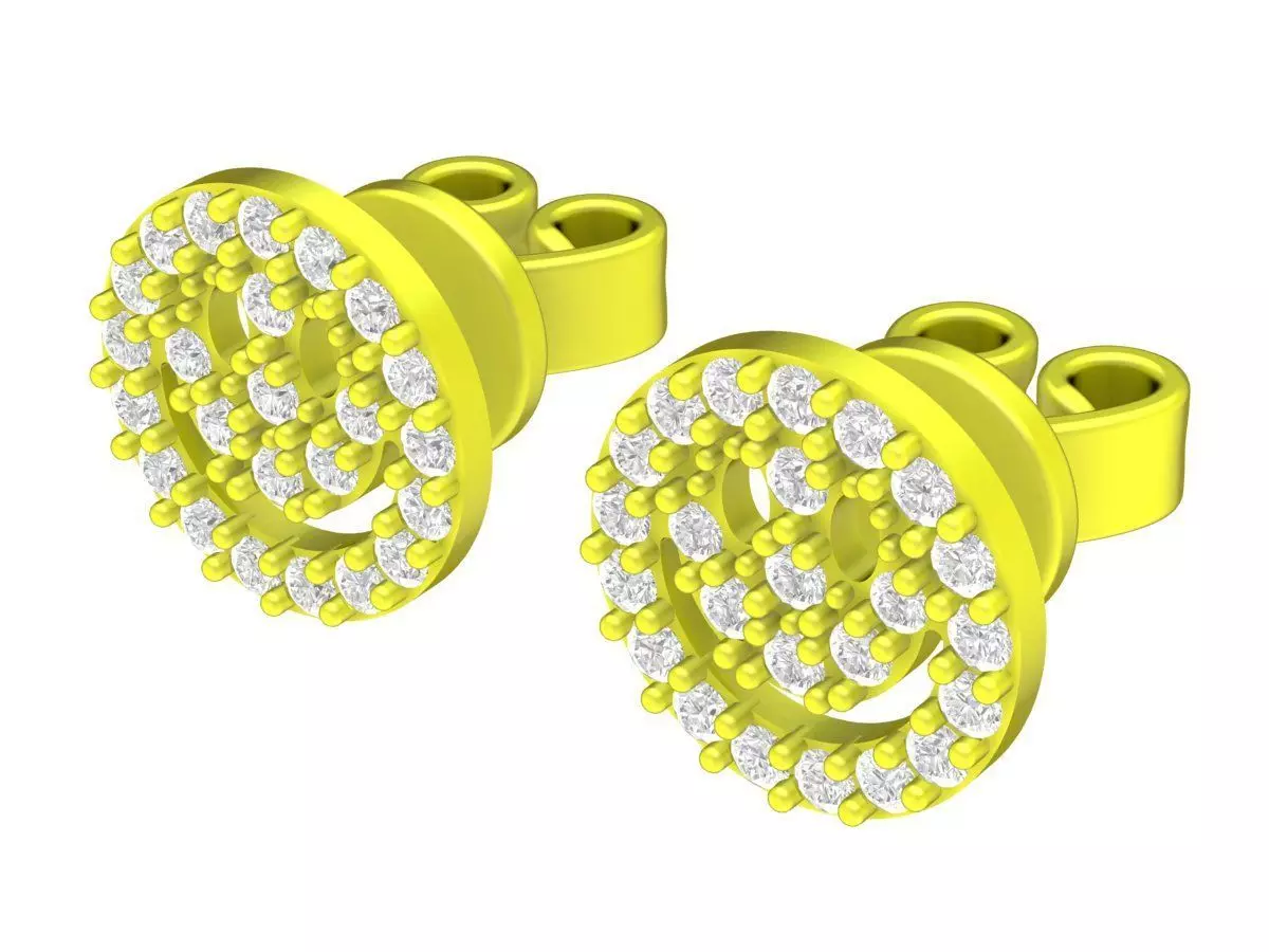 Luxury Smiley Diamond Stud Earrings Jewelry Design 6072 3D print model