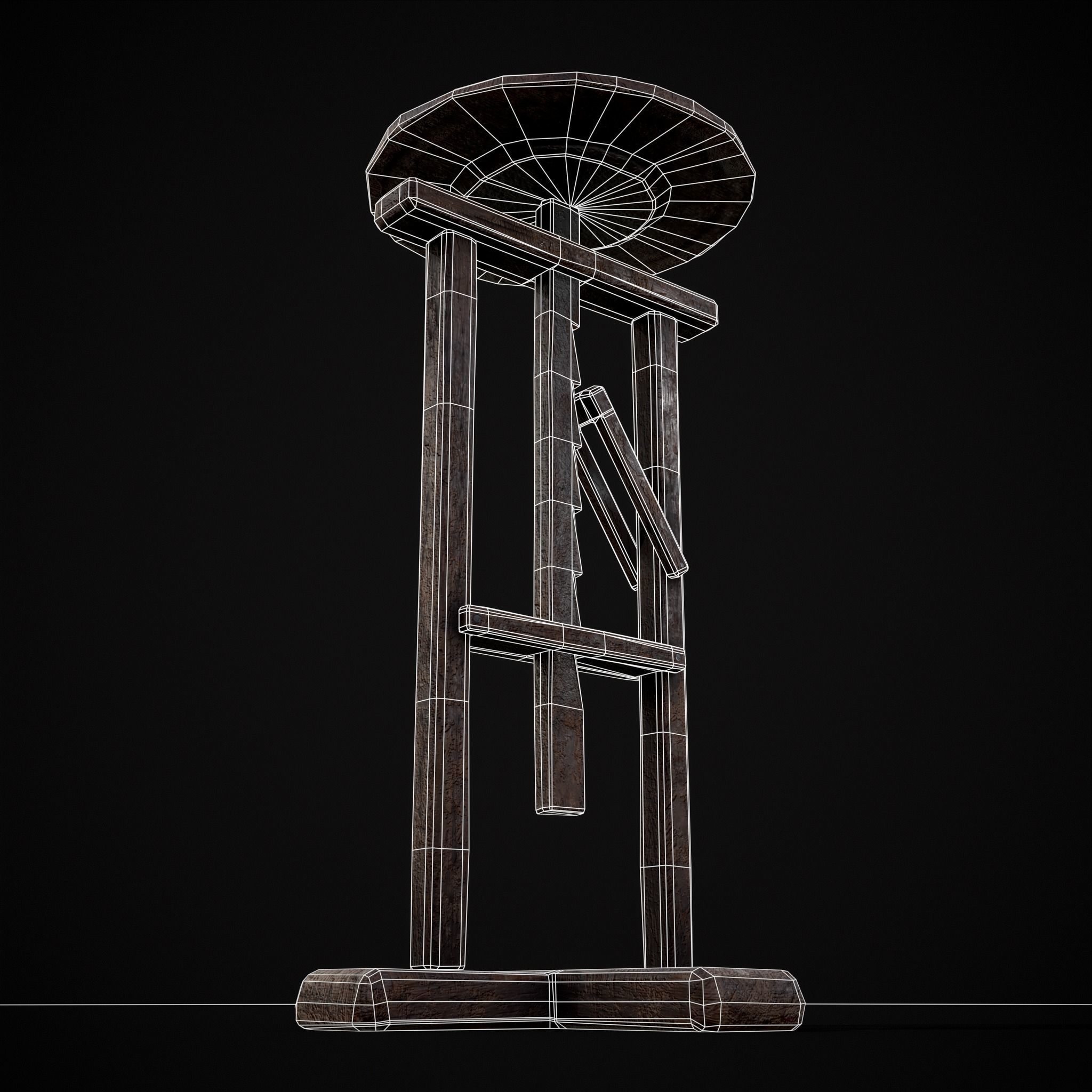 Vintage Sculpting Table Low-poly 3D model_20