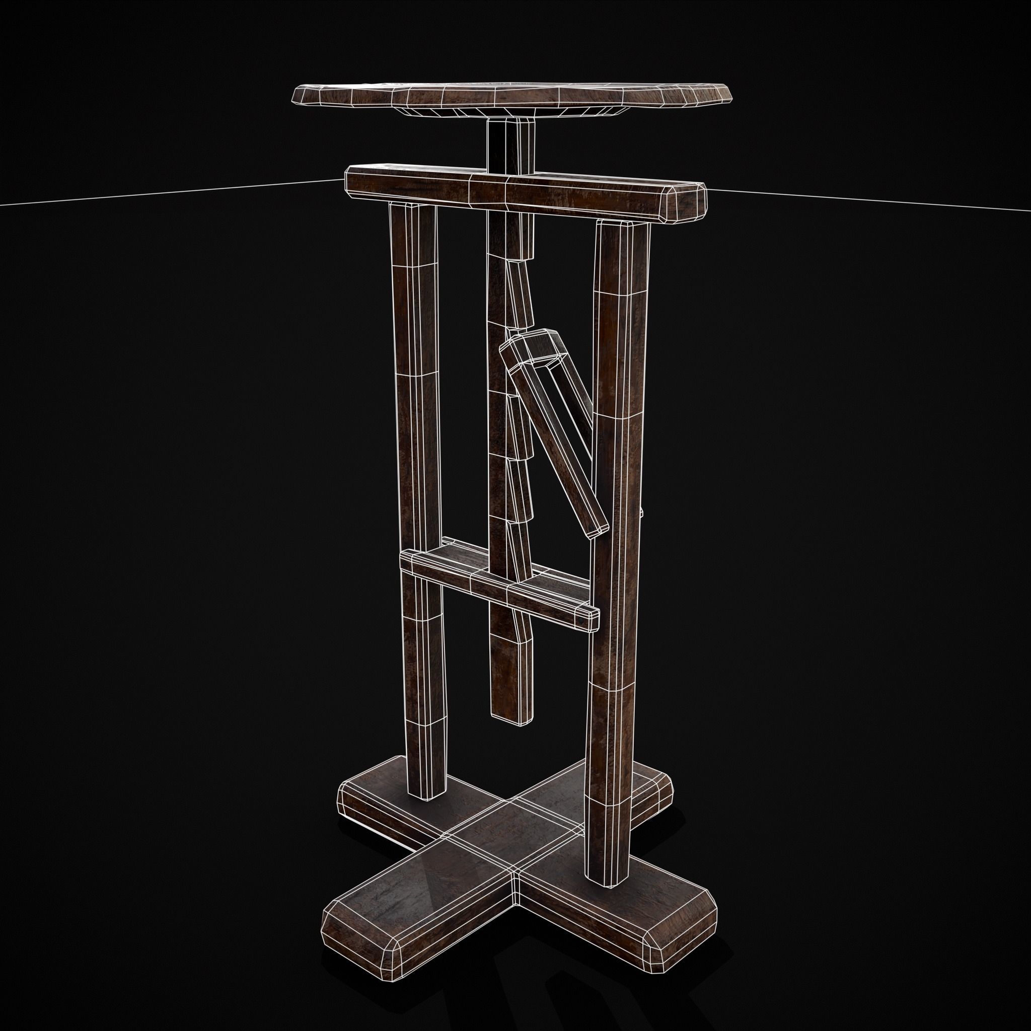 Vintage Sculpting Table Low-poly 3D model_16