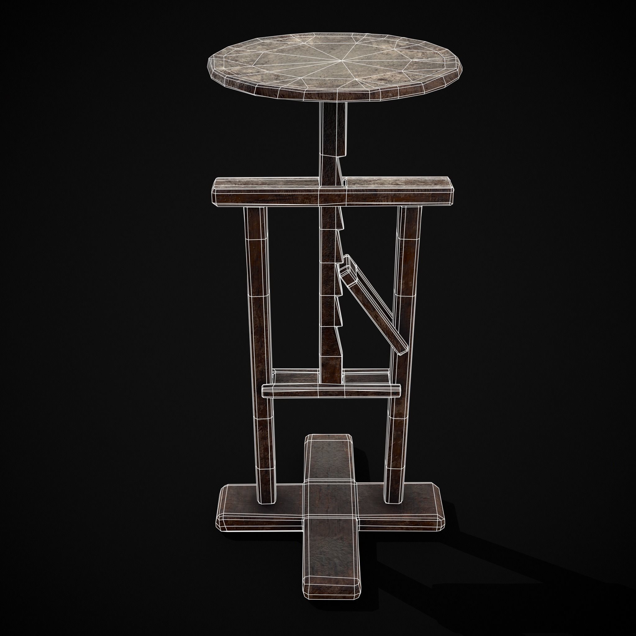 Vintage Sculpting Table Low-poly 3D model_10