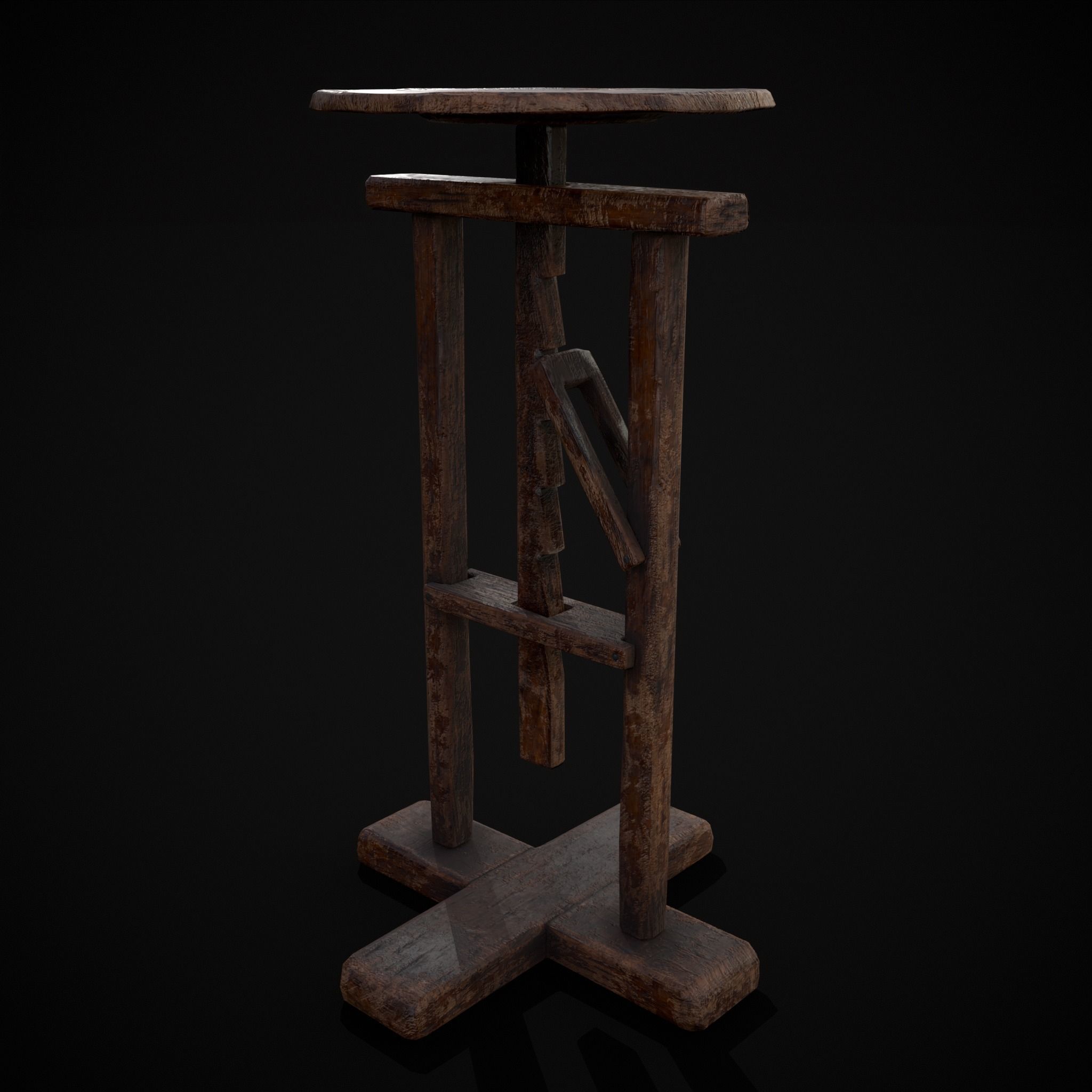 Vintage Sculpting Table Low-poly 3D model_15