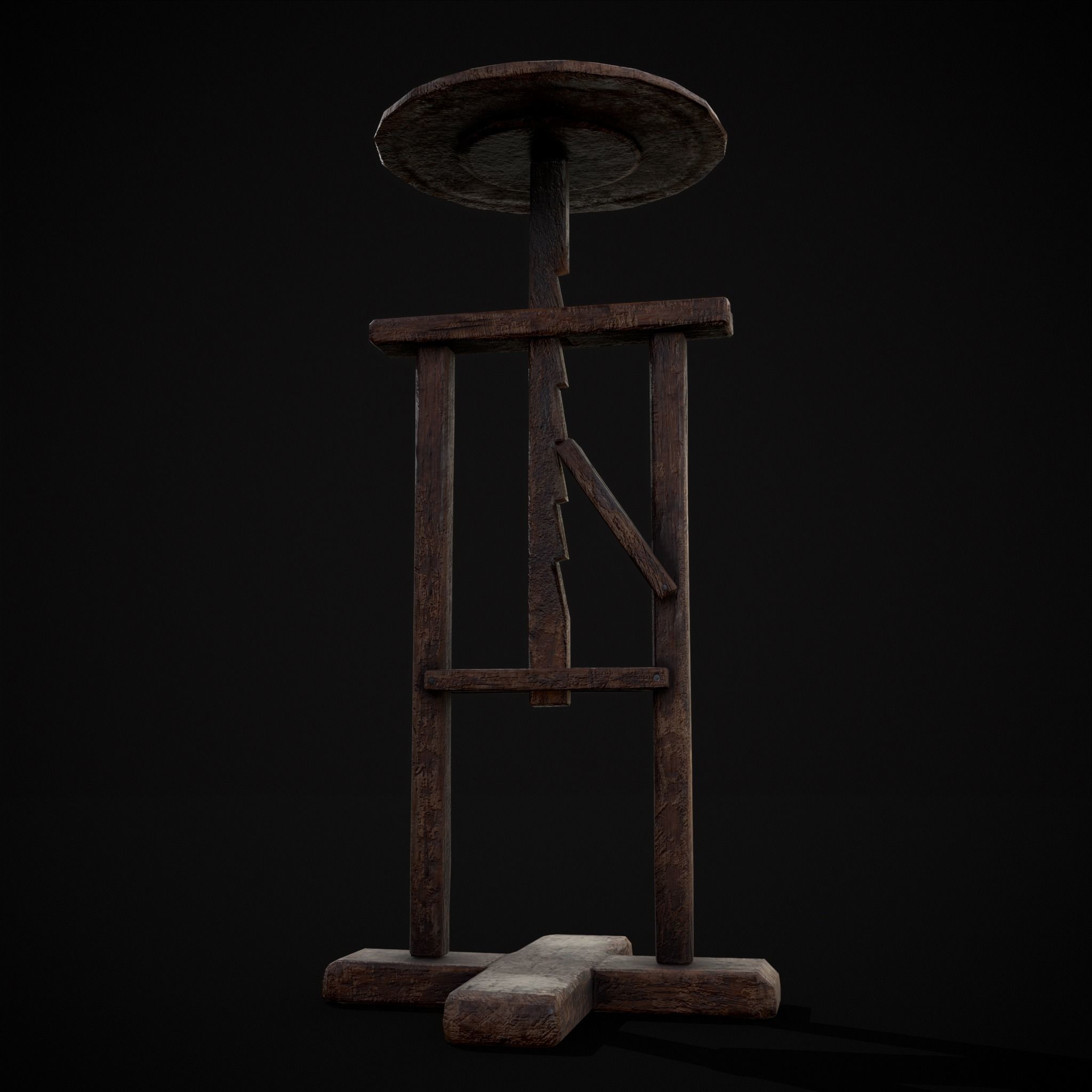 Vintage Sculpting Table Low-poly 3D model_3