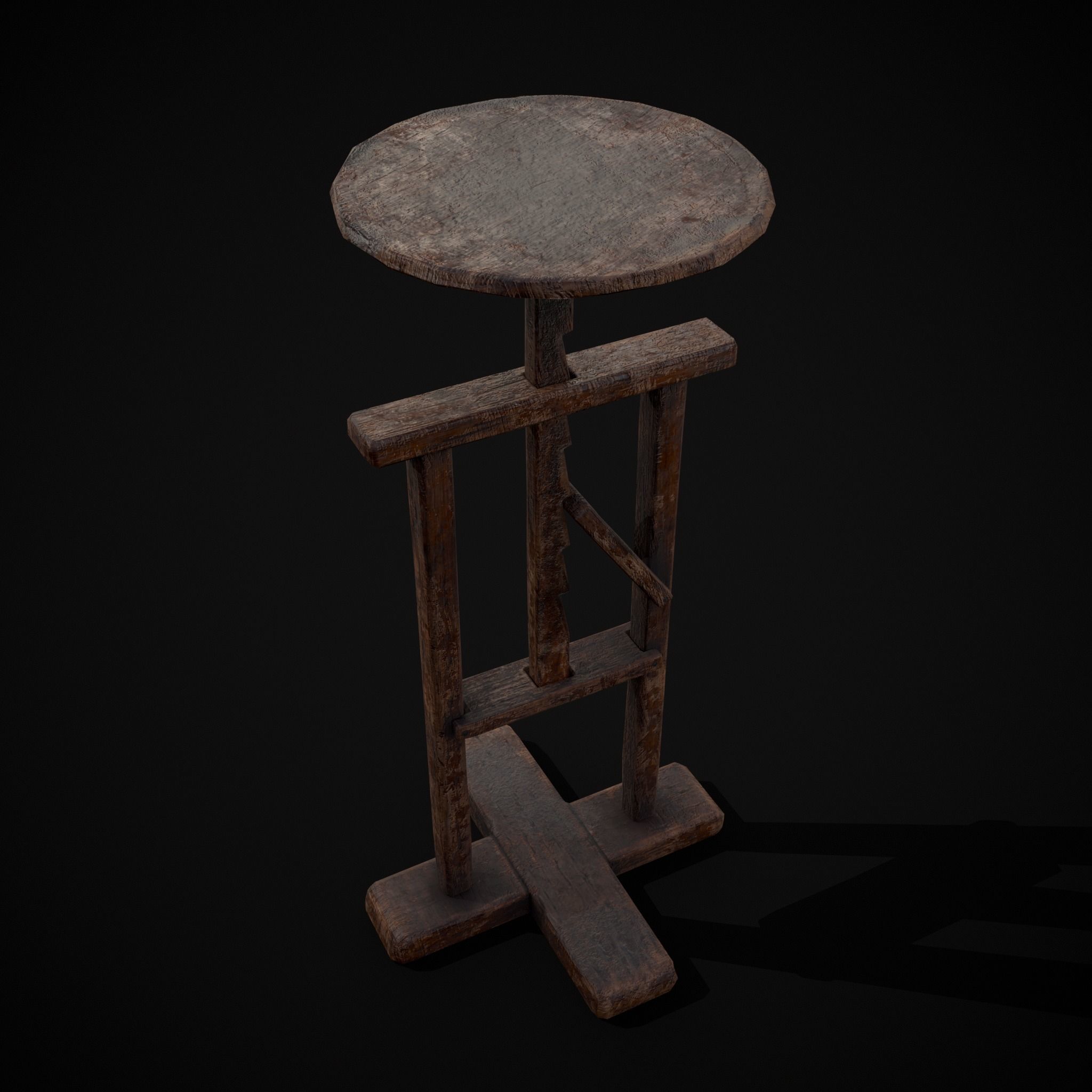Vintage Sculpting Table Low-poly 3D model_13