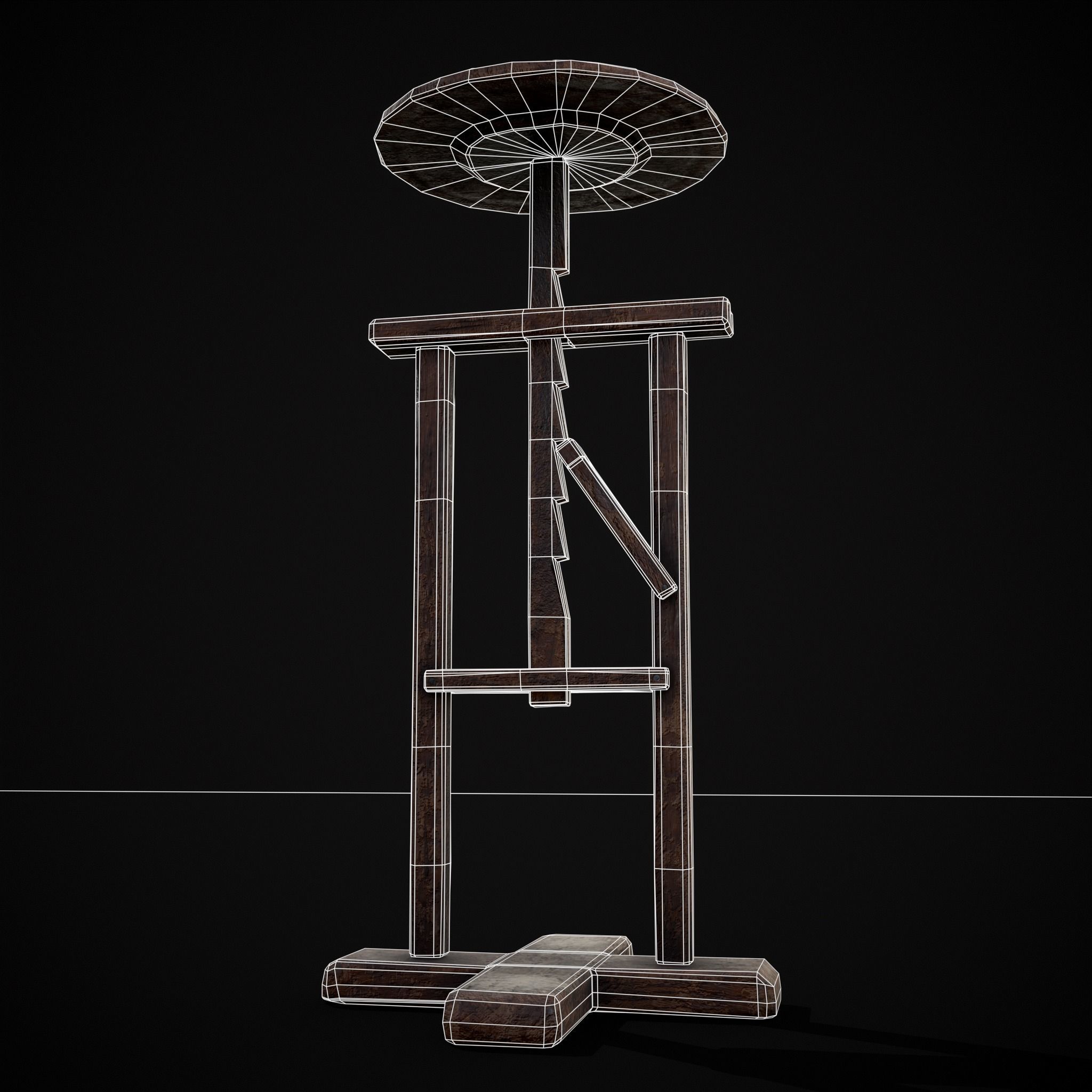 Vintage Sculpting Table Low-poly 3D model_4