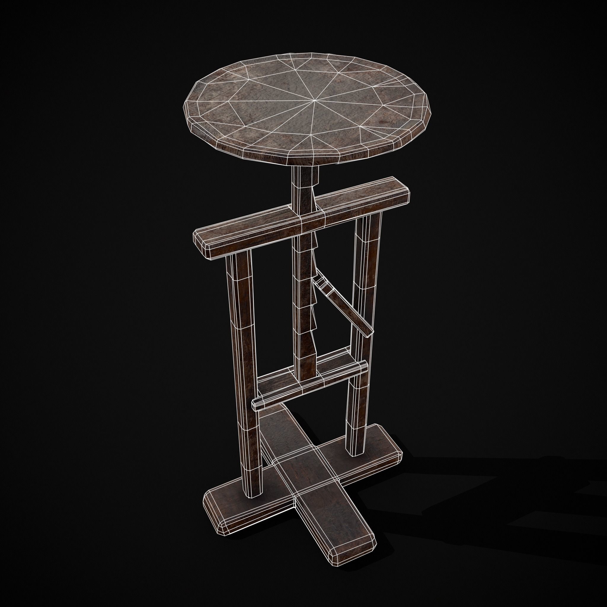 Vintage Sculpting Table Low-poly 3D model_14