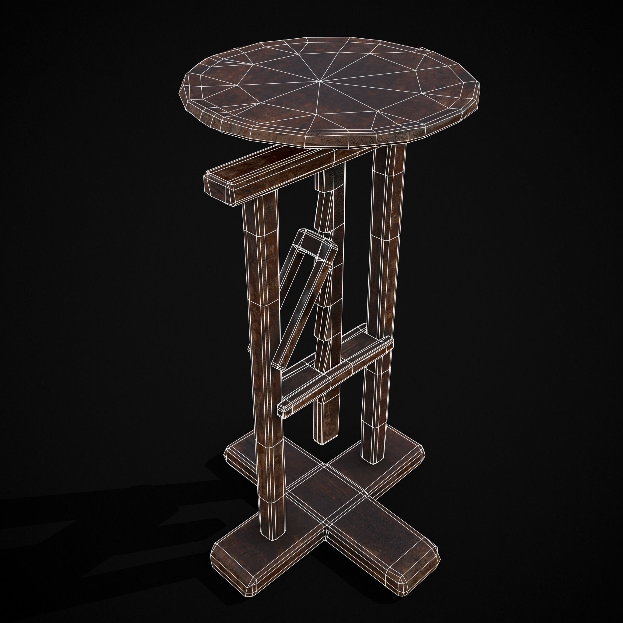Vintage Sculpting Table Low-poly 3D model_18