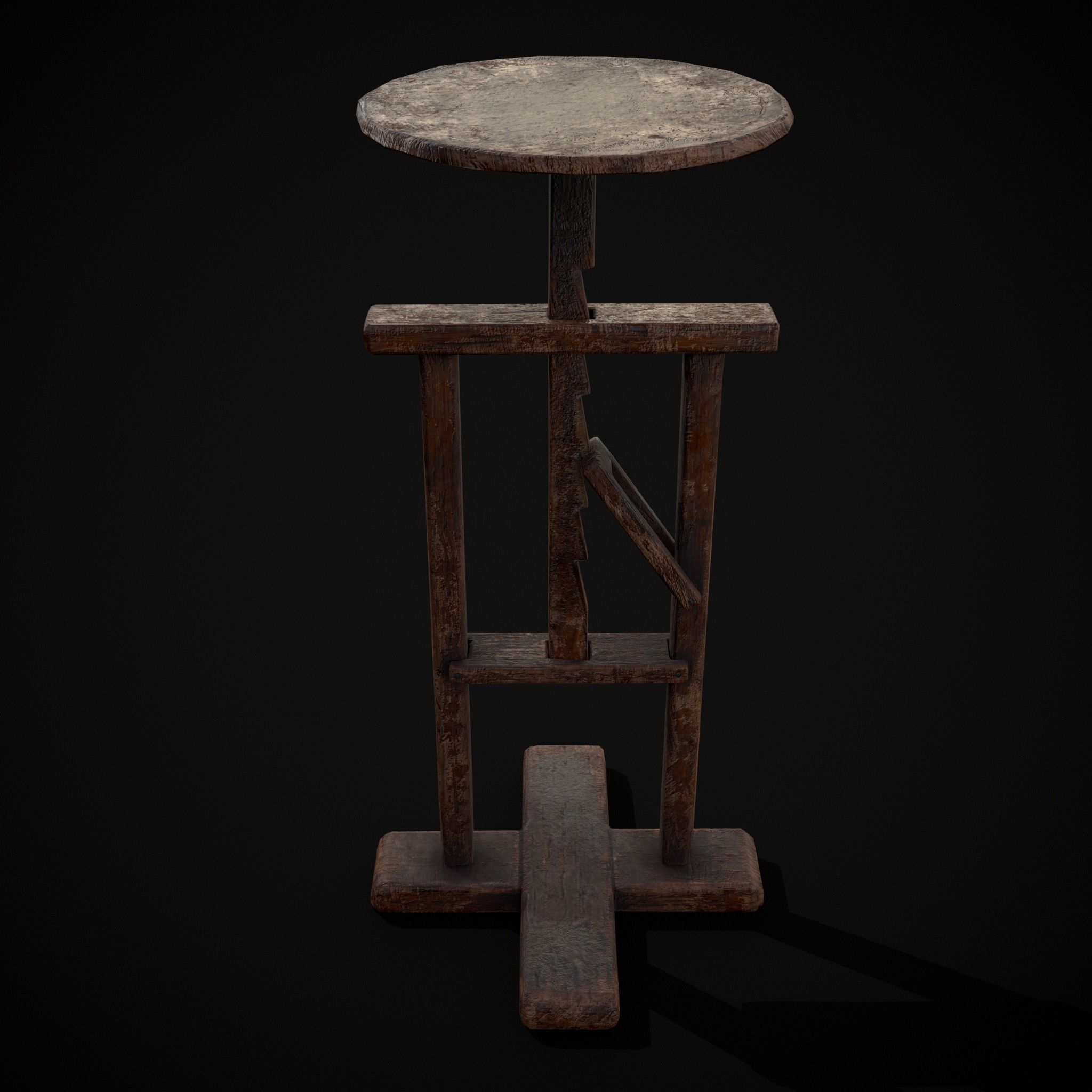 Vintage Sculpting Table Low-poly 3D model_9