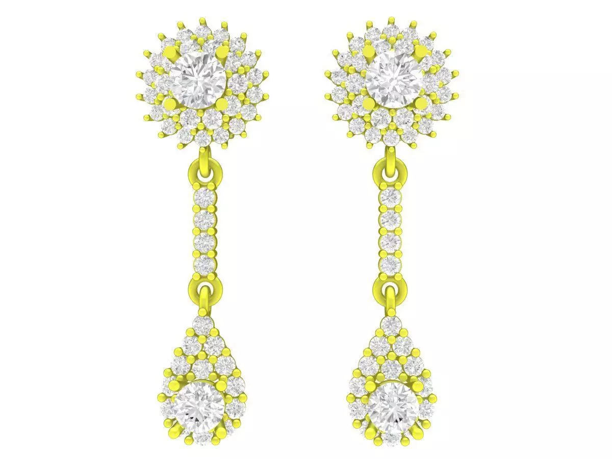 Halo Drop Earrings 3D Jewelry Model 6077 3D print model