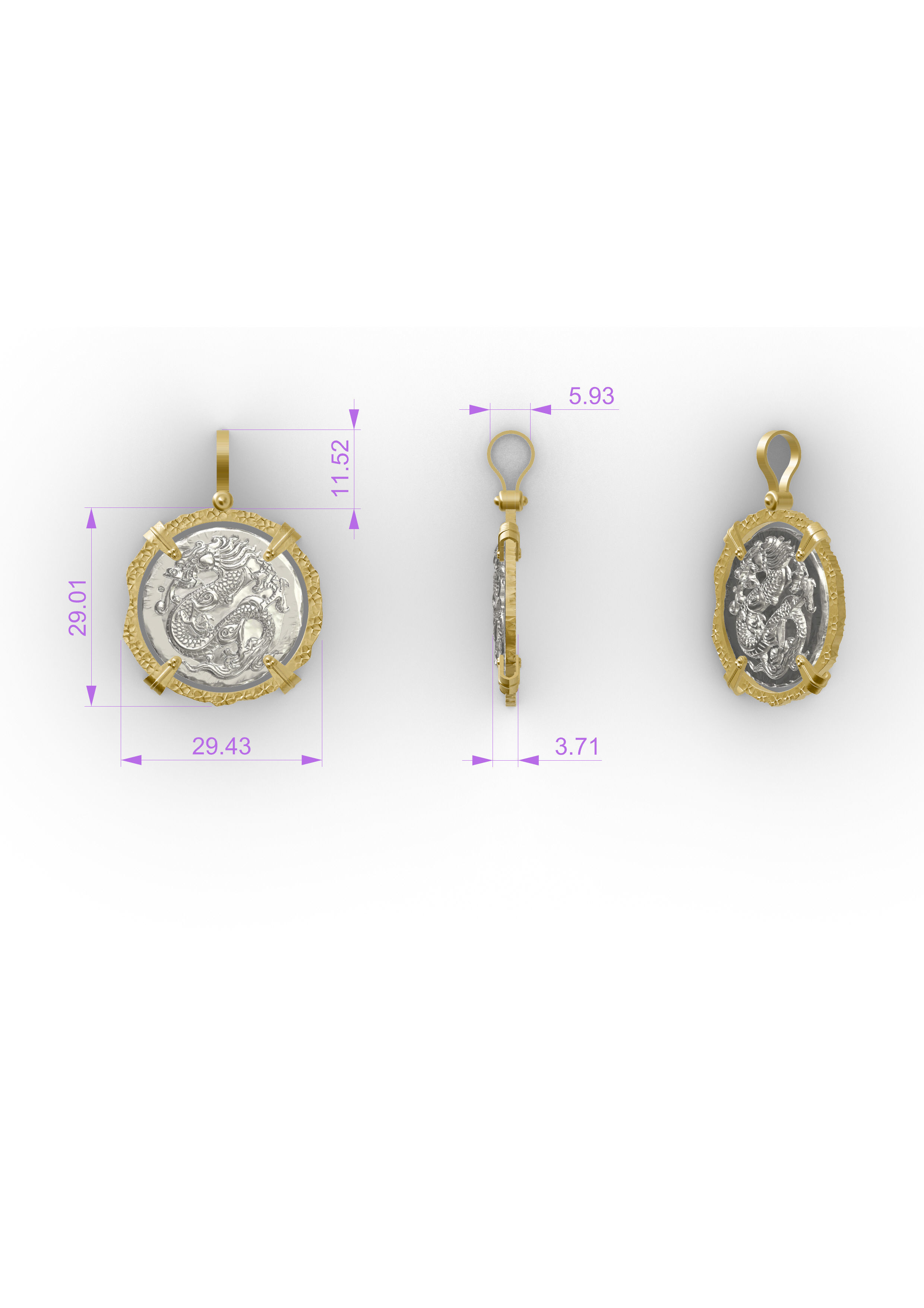 Dragon Viking Coin Pendant  3D print model_5