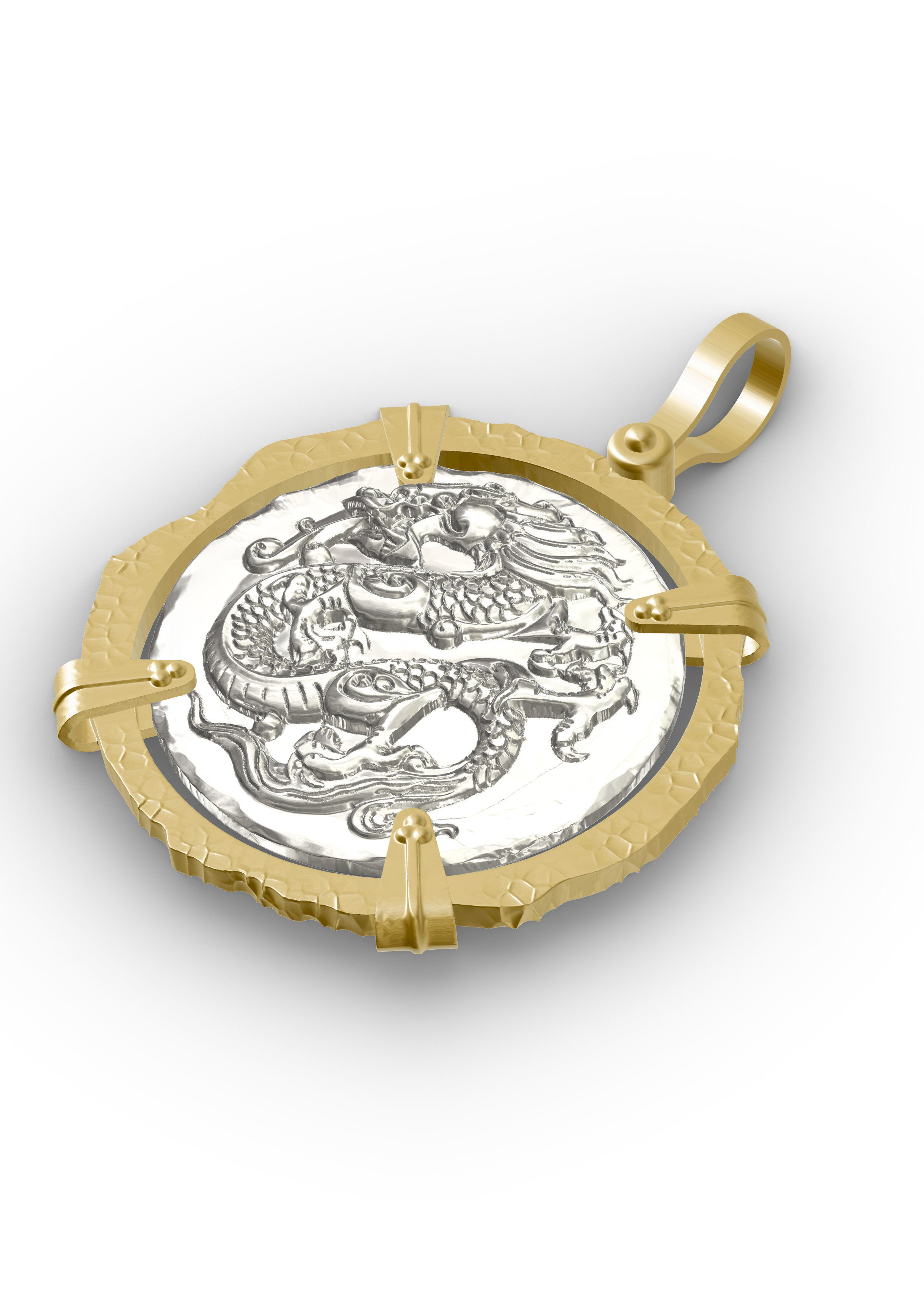 Dragon Viking Coin Pendant  3D print model_3