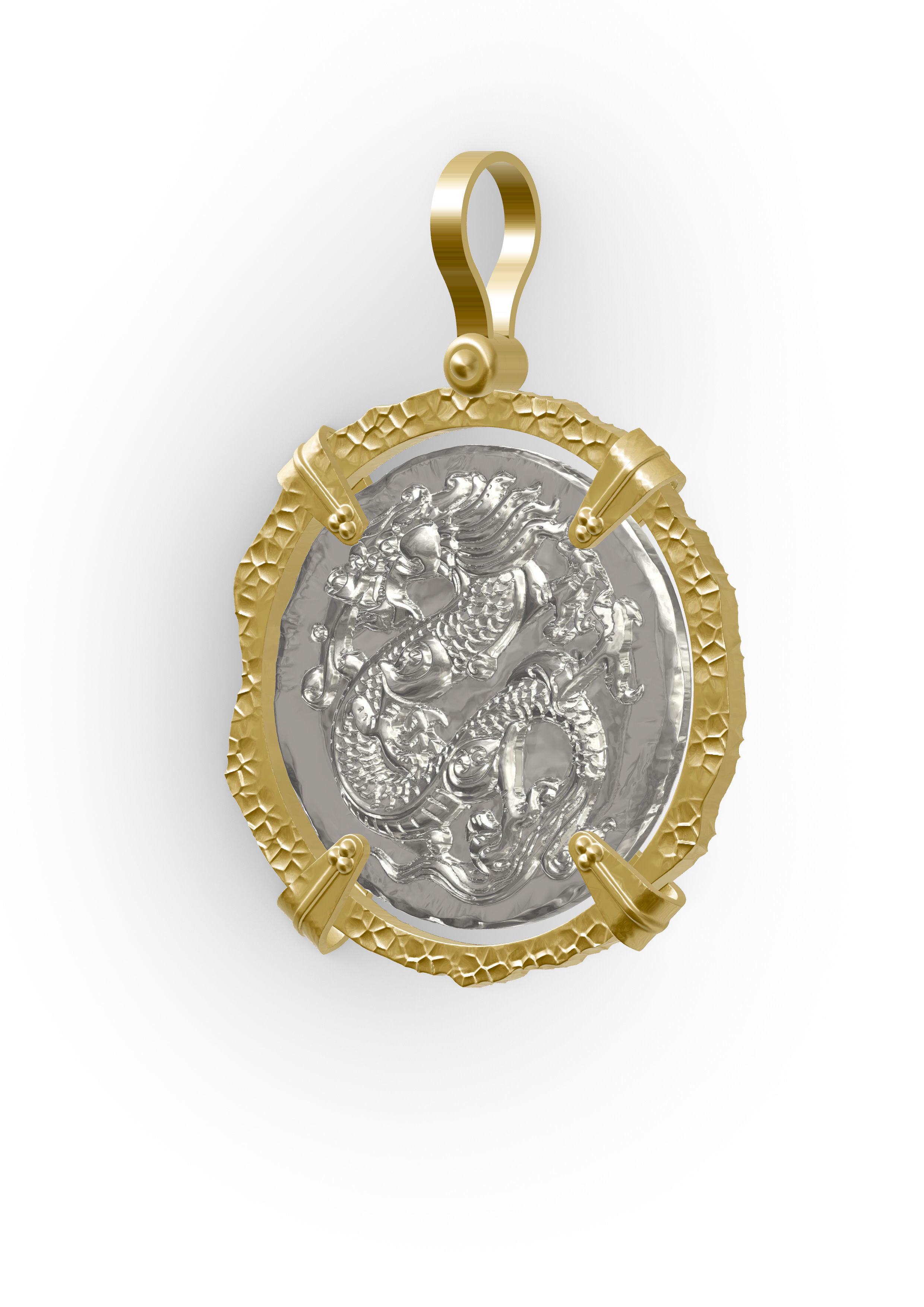 Dragon Viking Coin Pendant  3D print model_4