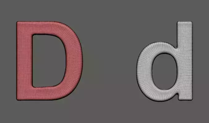 Volumetric letter Dd for cnc 3d print