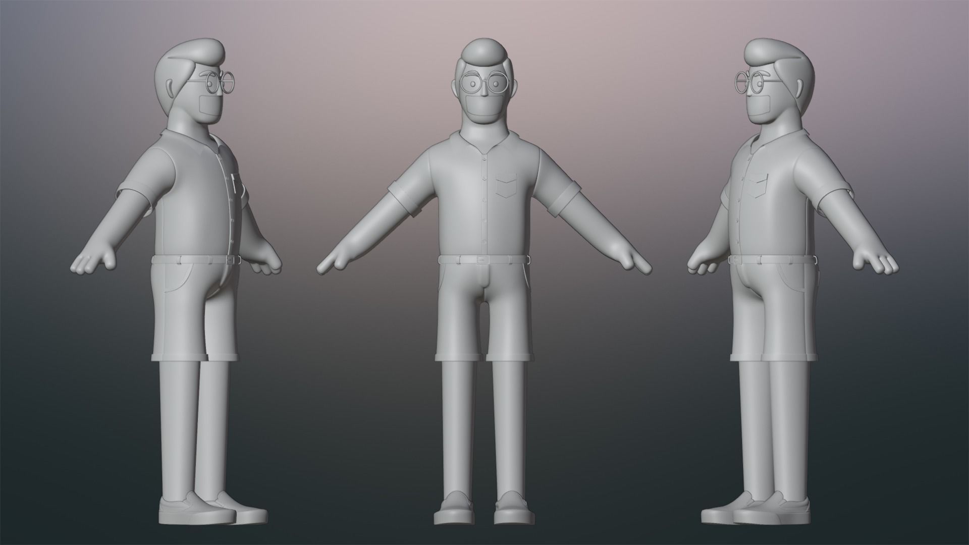 Minimal People Man Character 1005 3D model_7