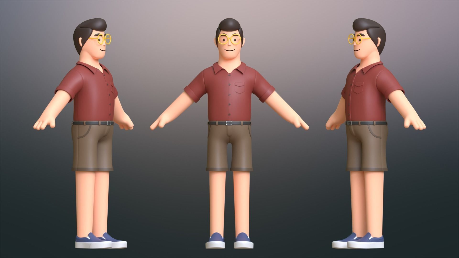 Minimal People Man Character 1005 3D model_5