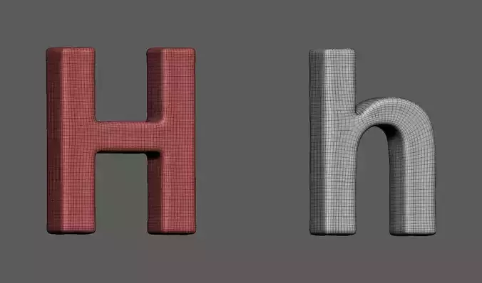 Volumetric letter Hh for cnc 3d print