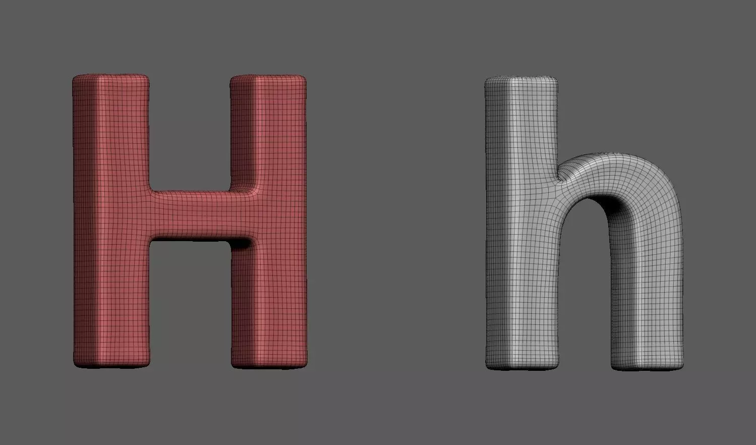 Volumetric letter Hh for cnc 3d print 3D print model_0