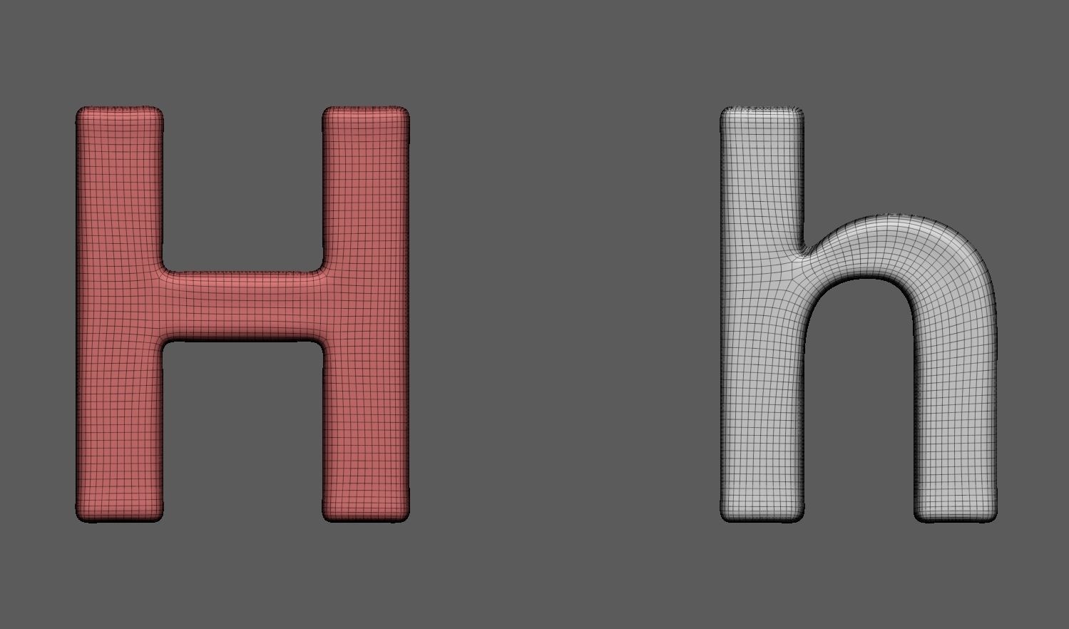 Volumetric letter Hh for cnc 3d print 3D print model_3
