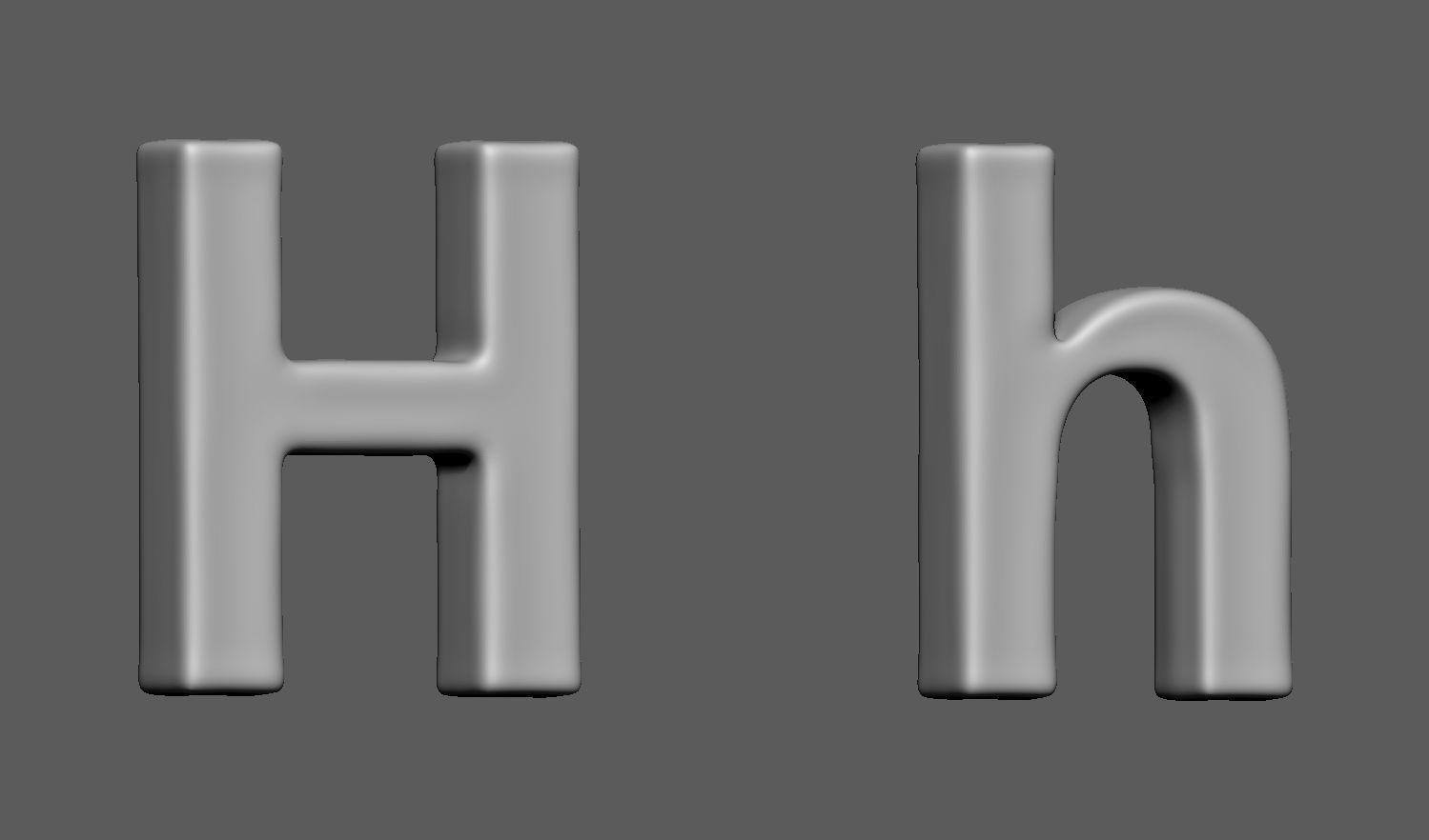 Volumetric letter Hh for cnc 3d print 3D print model_1