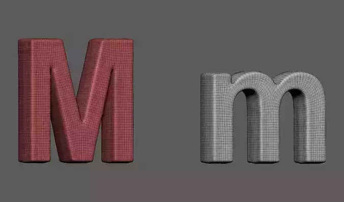 Volumetric letter Mm for cnc 3d print
