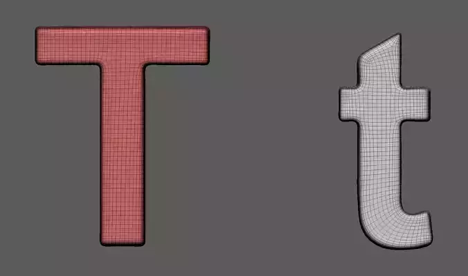 Volumetric letter Tt for cnc 3d print