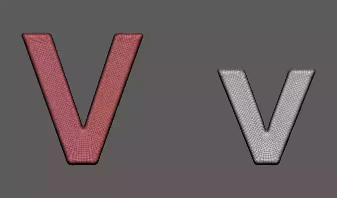 Volumetric letter Vv for cnc 3d print