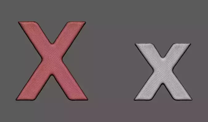 Volumetric letter Xx for cnc 3d print