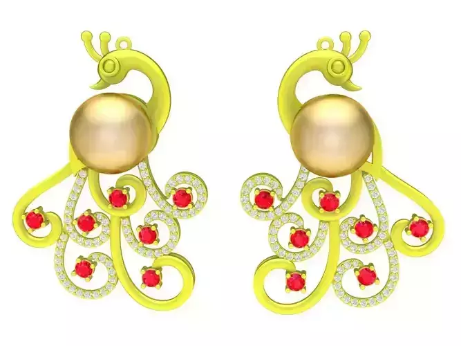6083 Peacock Diamond Pearl Earrings