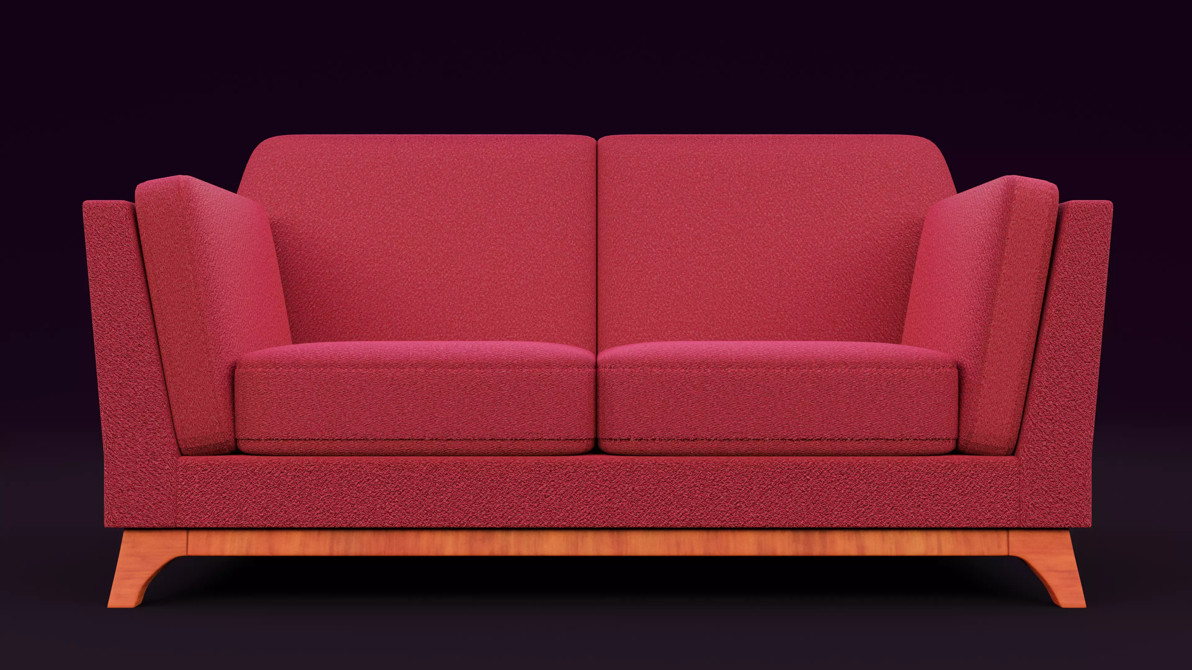 New Boston 2 Seater Sofa Red Color  Low-poly 3D model_0