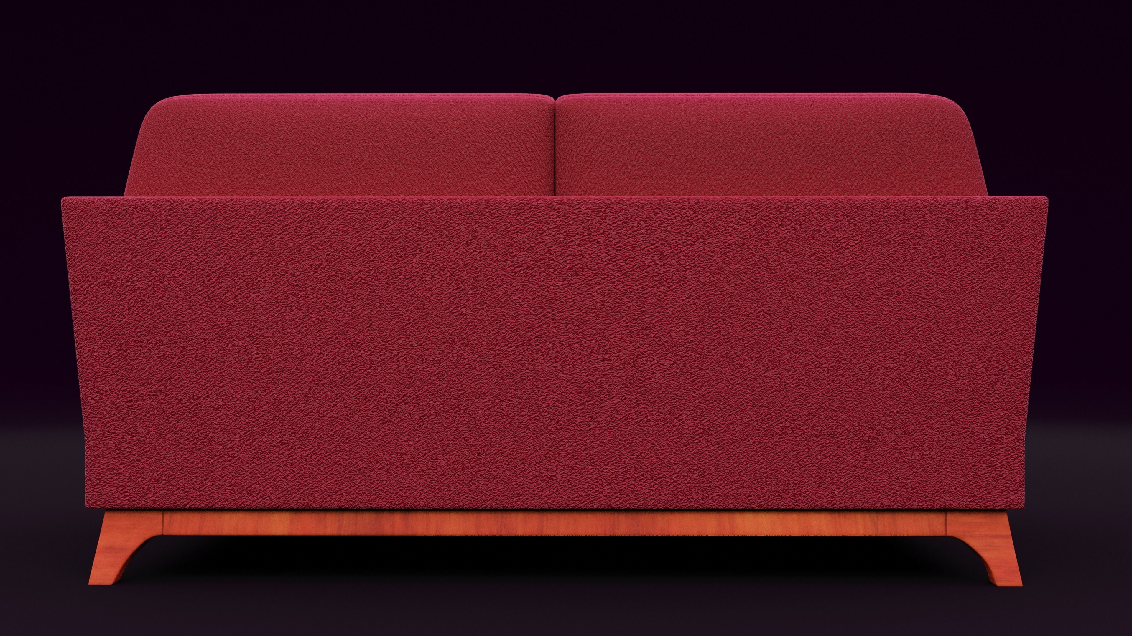 New Boston 2 Seater Sofa Red Color  Low-poly 3D model_1