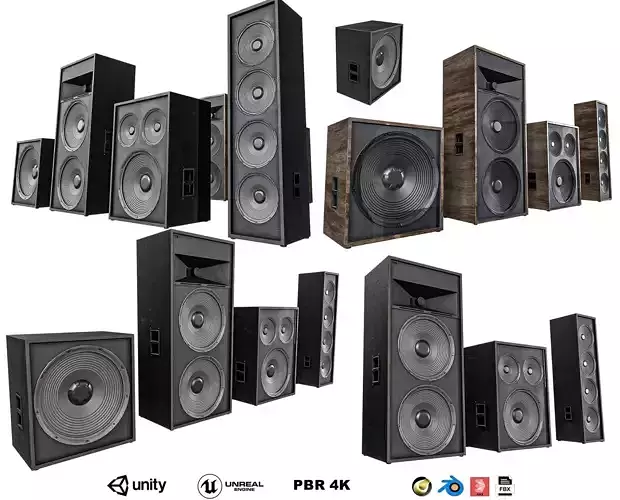 Subwoofer Pack Low-poly 3D model
