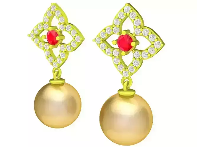 6090 Diamond Pearl Earrings