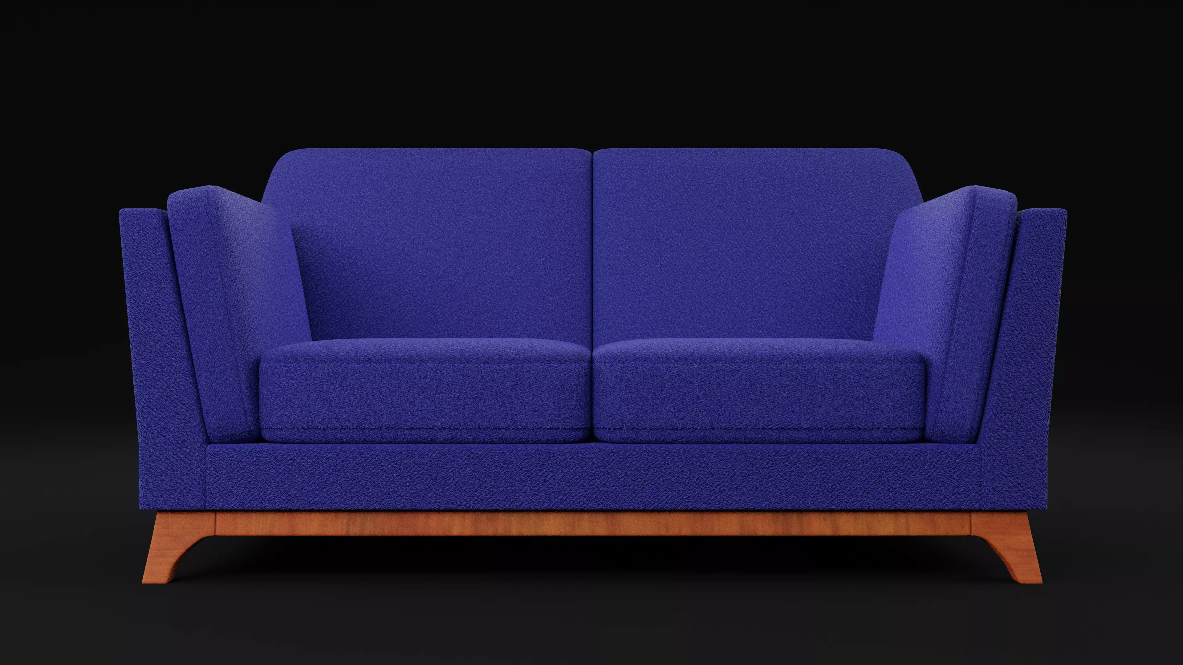 Boston 2 Seater Sofa Blue Color Low-poly 3D model_0